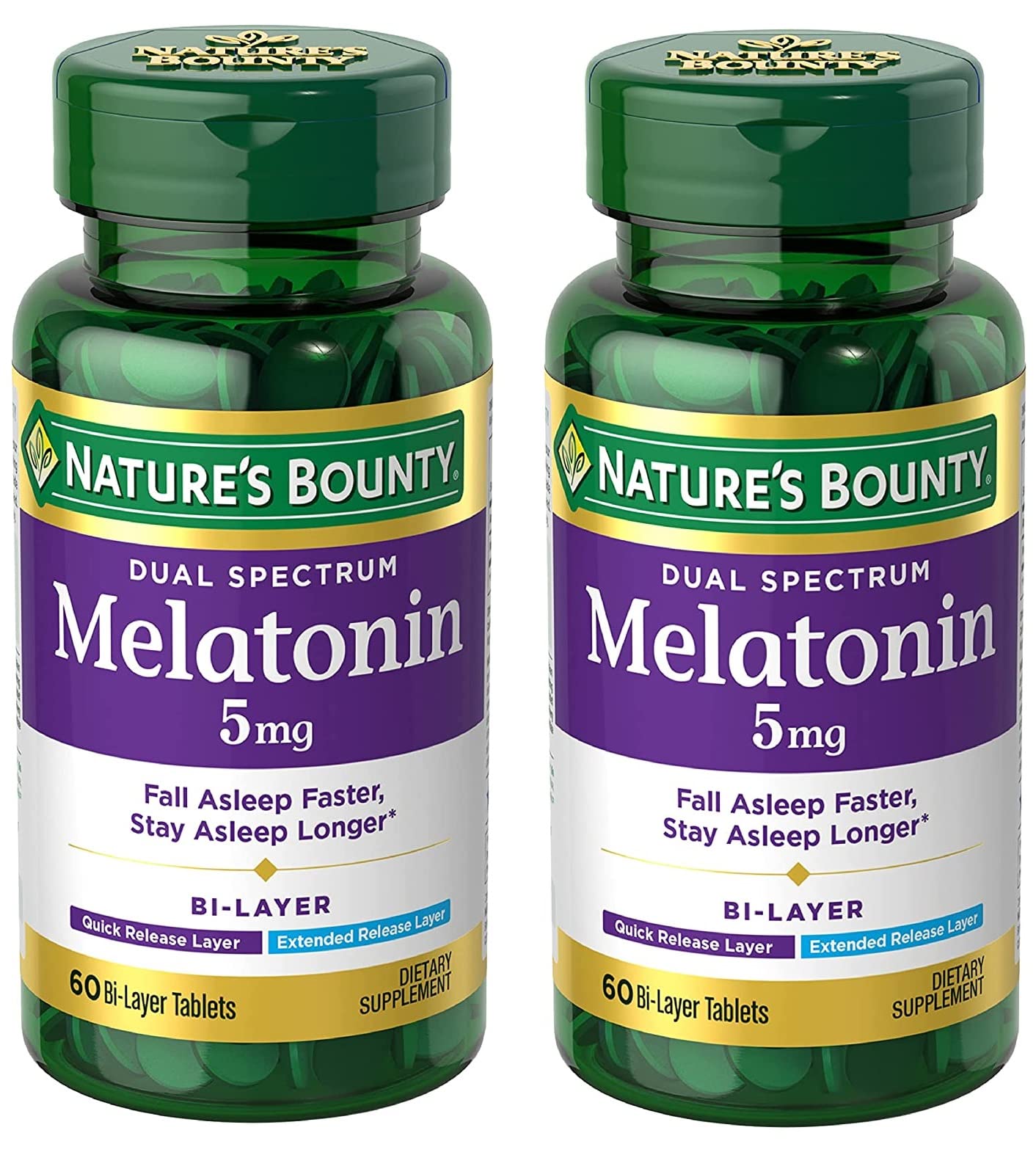 Nature's Bounty Melatonin 5mg Dual Spectrum Softgels, 120 Count