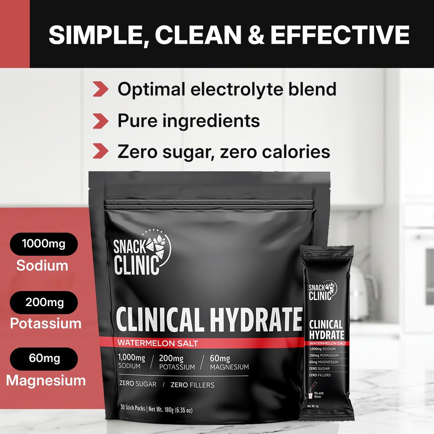 Snack Clinic Clinical Hydrate Electrolyte Powder Mix 30 Packs