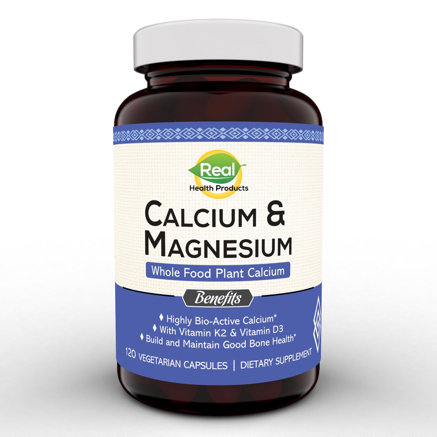 RHP Plant Calcium & Magnesium Supplement with Boron, Vitamin D3 & K2 MK-7 - Optimal Calcium-Magnesium Ratio for Bone Strength and Health, 120 Capsules