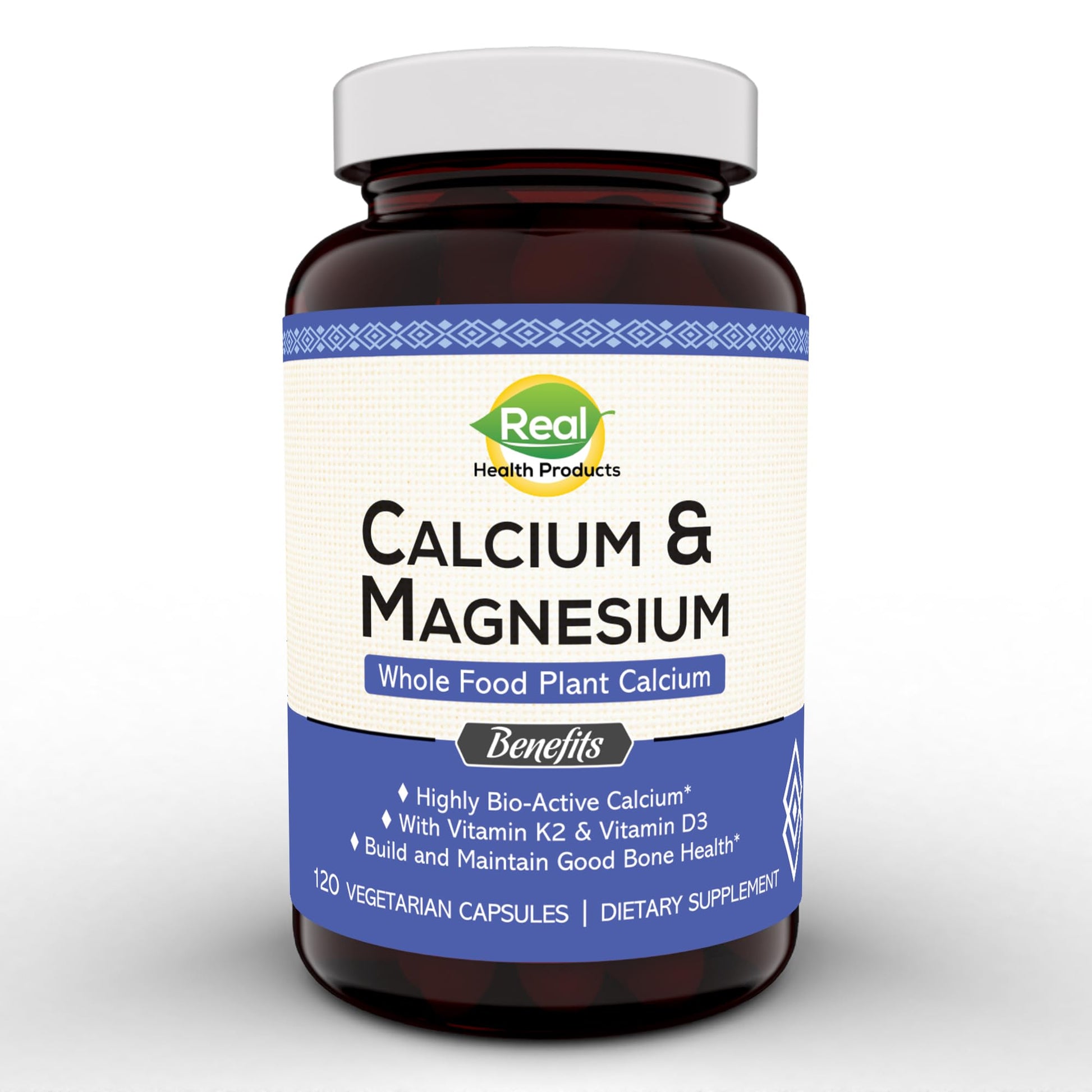 RHP Plant Calcium & Magnesium Supplement with Boron, Vitamin D3 & K2 MK-7 - Optimal Calcium-Magnesium Ratio for Bone Strength and Health, 120 Capsules