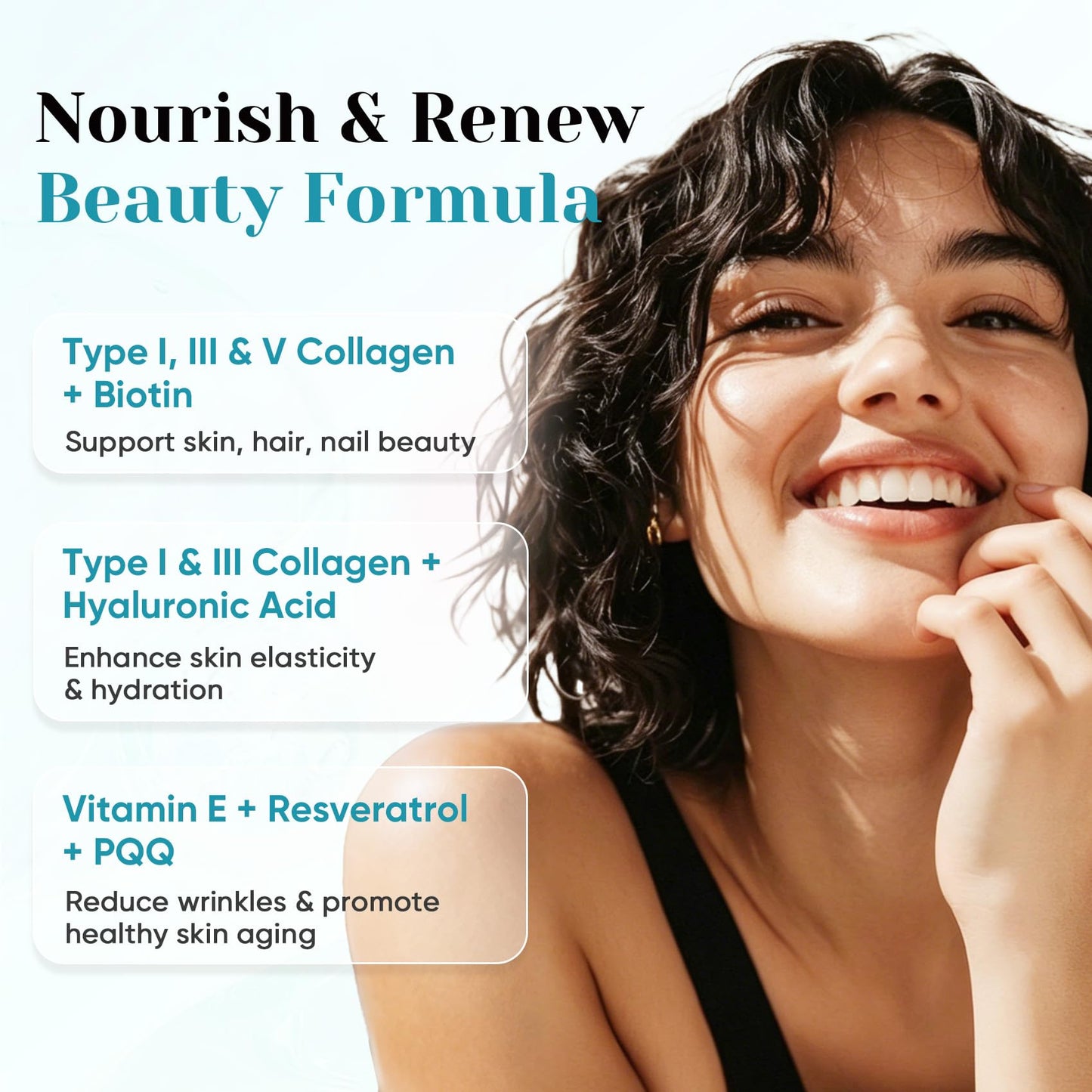 Fidus Multi Collagen Peptides Capsules with MSM, Biotin 10000mcg & Hyaluronic Acid, Hydrolyzed Collagen Types I, II, III, V & X, Skin Hair Nails Support, 120 Capsules