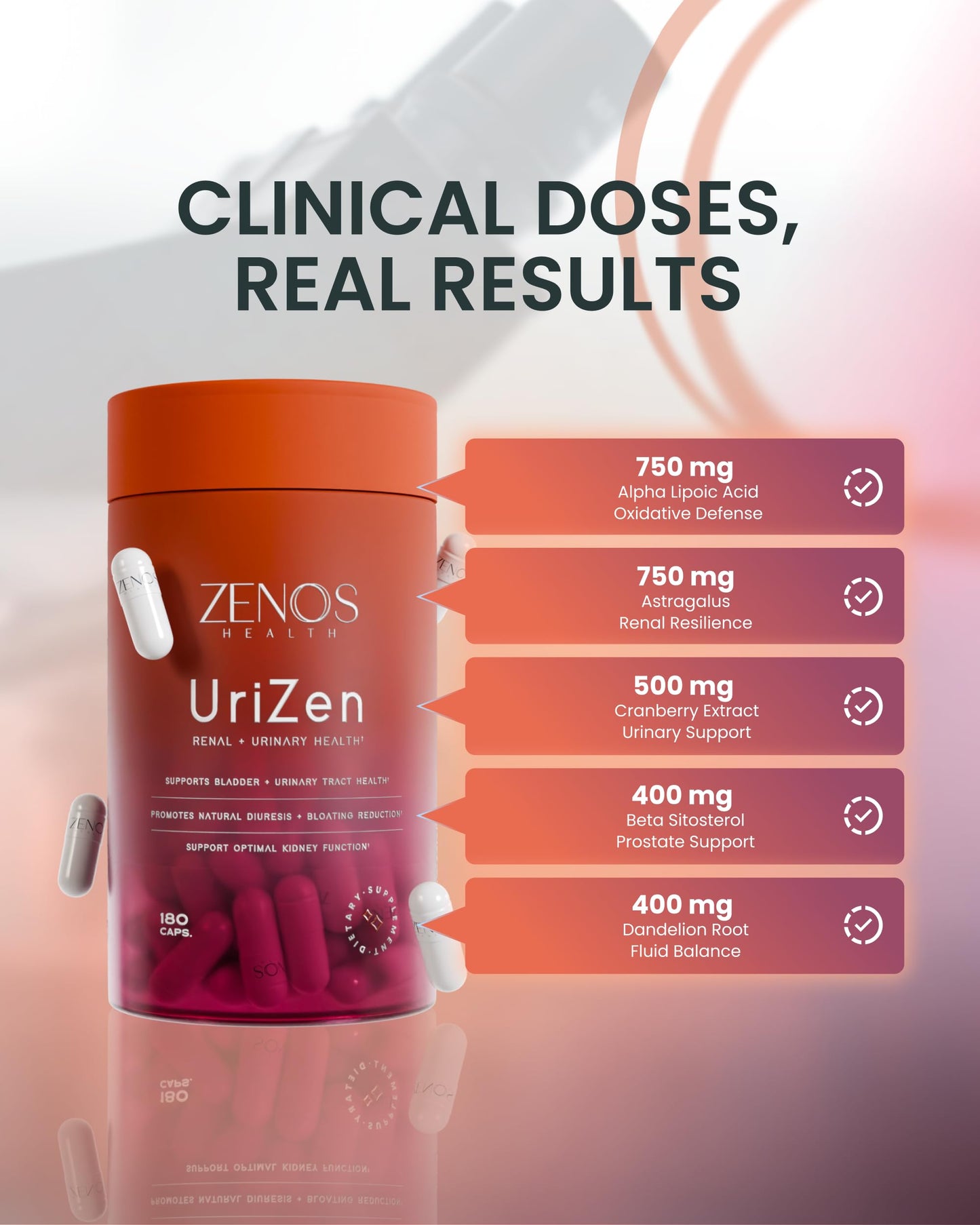 Zenos Health UriZen Kidney Support Supplement, 180 Capsules