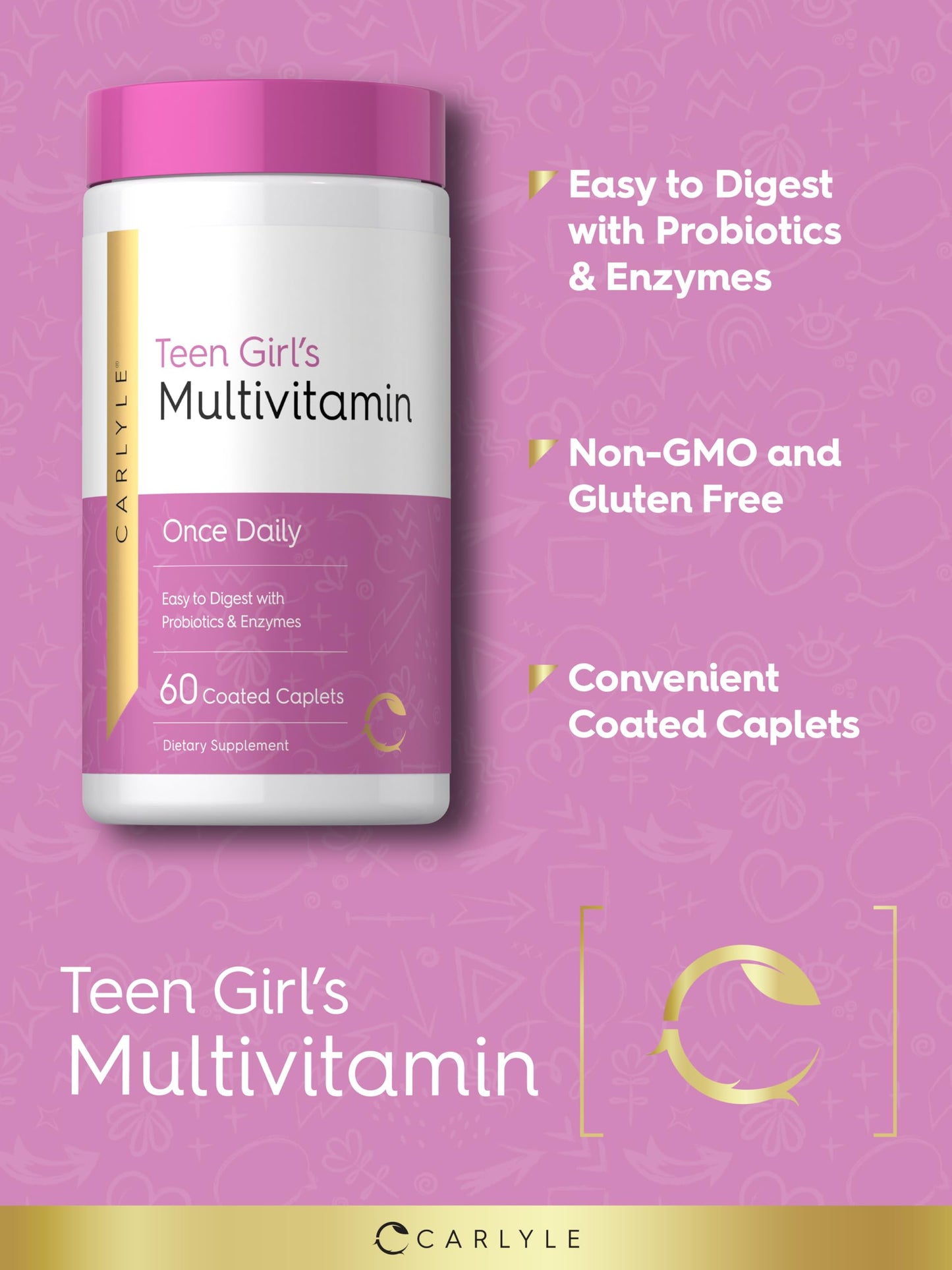 Carlyle Teen Multivitamin for Girls Caplets, 60 Count