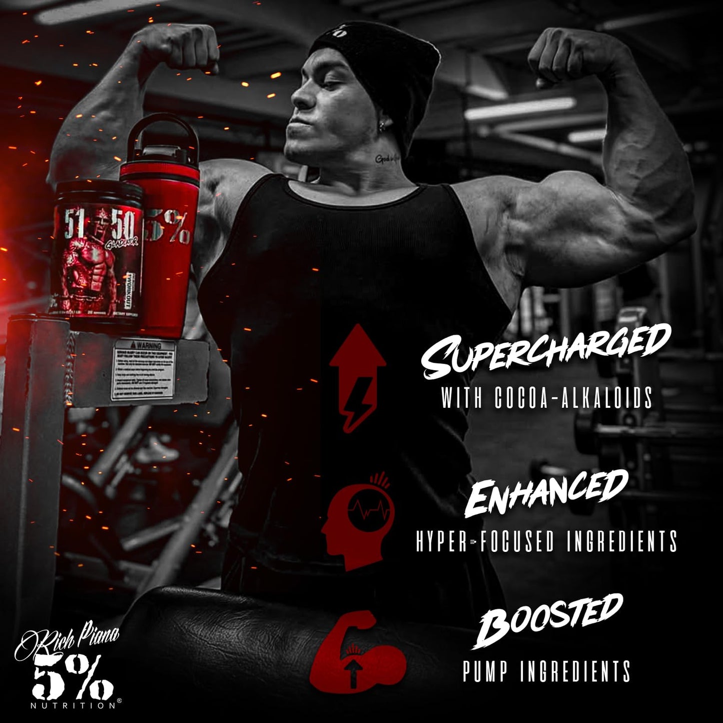 5% Nutrition Rich Piana 5150 Gladiator High Stim Preworkout Powder, 1.1 Pound