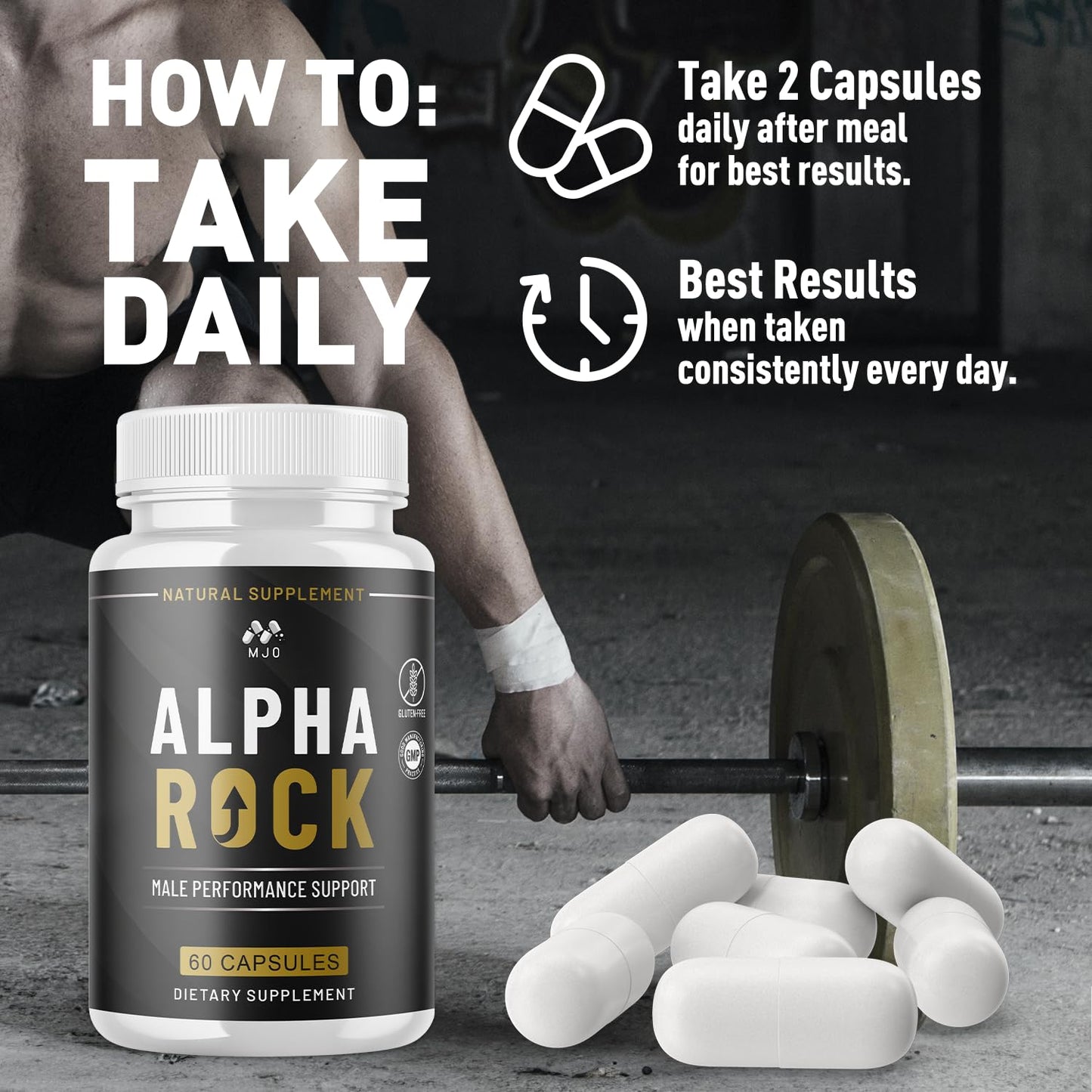 MJO Alpha Rock Male Performance Capsules, 300 Capsules