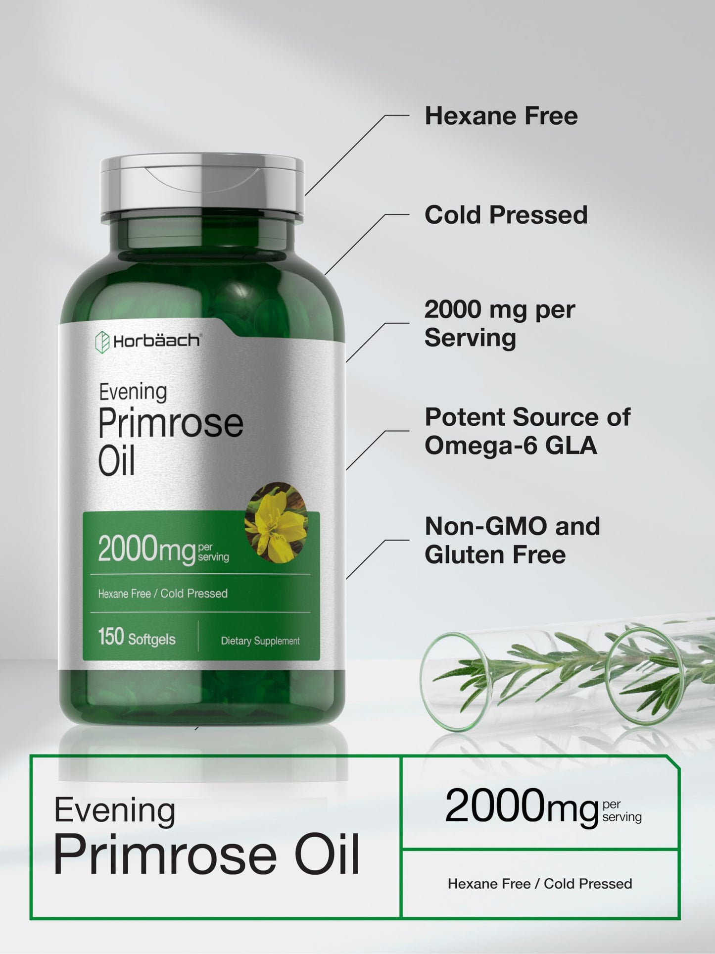 Horbäach Evening Primrose Oil Softgels 150 Count