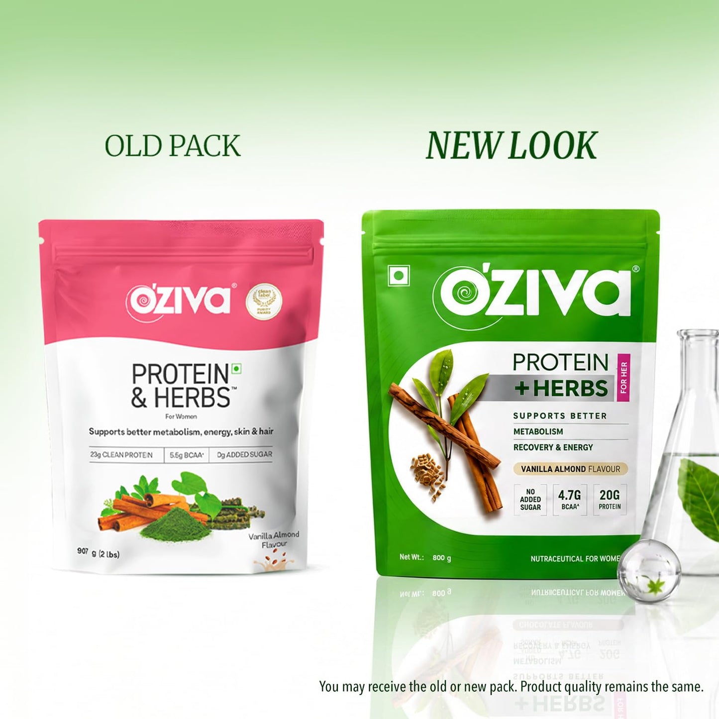 OZIVA Protein & Herbs Whey Protein Powder, Vanilla Almond, 35.2 oz