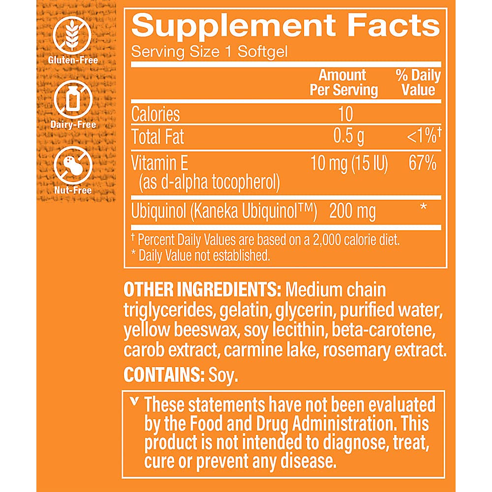 The Vitamin Shoppe Ubiquinol CoQ-10 200mg Softgels 120 Count