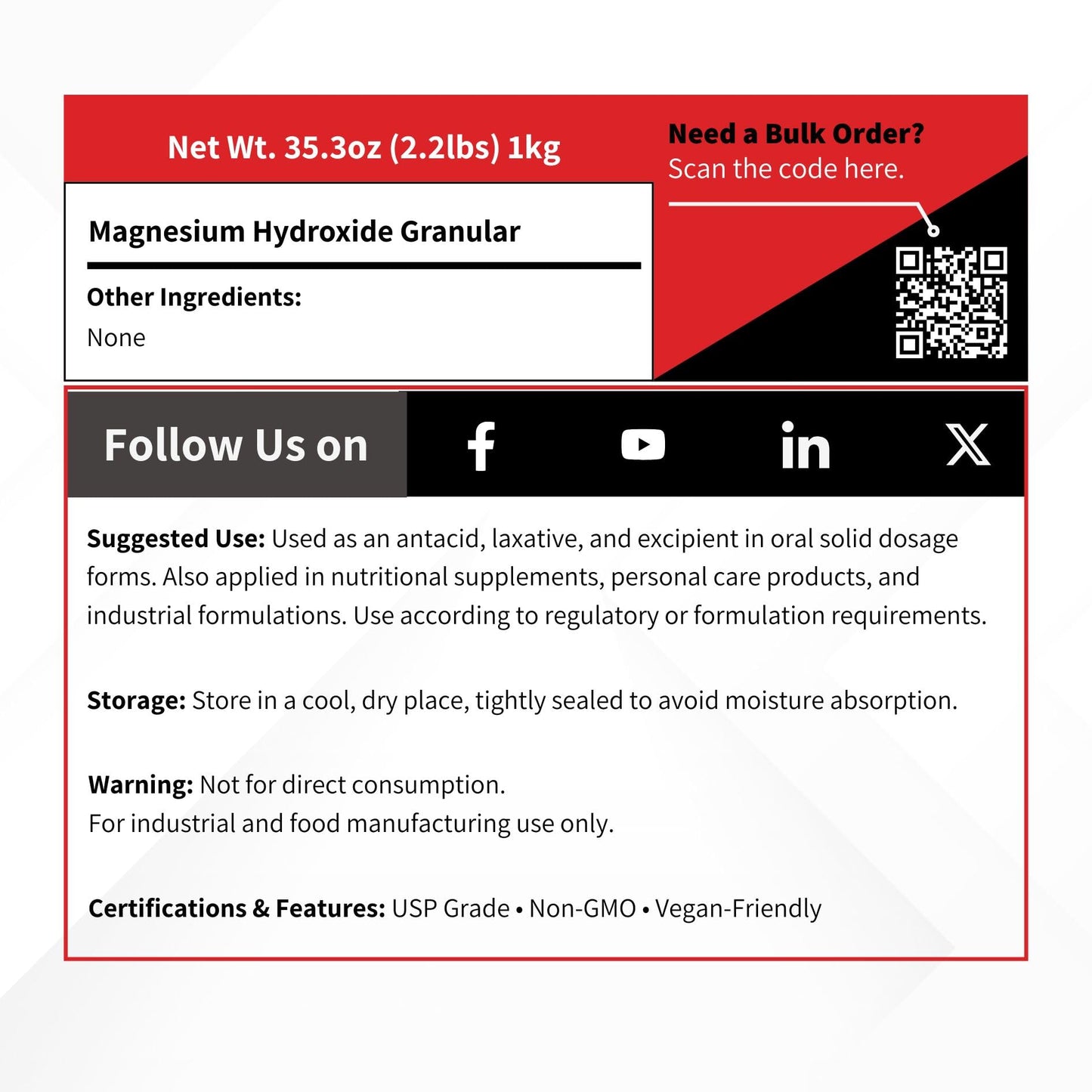 Vivion Magnesium Hydroxide USP Granular Powder 35.2 oz