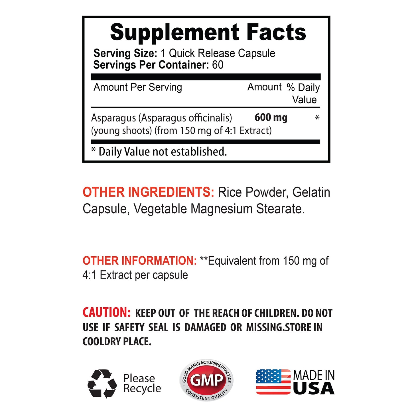Sport Supplements Asparagus Young Shoots, 120 Capsules