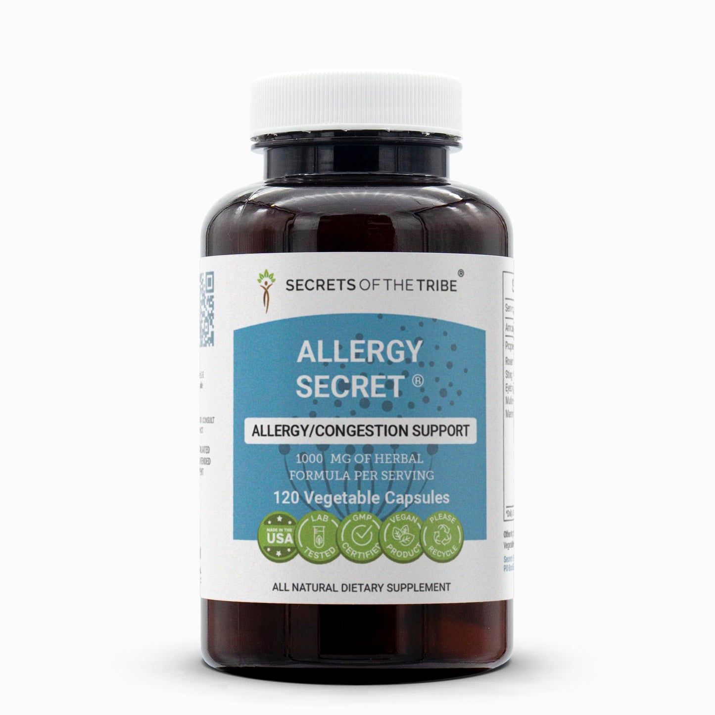 Secrets of the Tribe Allergy Secret, Allergy/Congestion Support, Herbal Supplement Blend Capsules 120