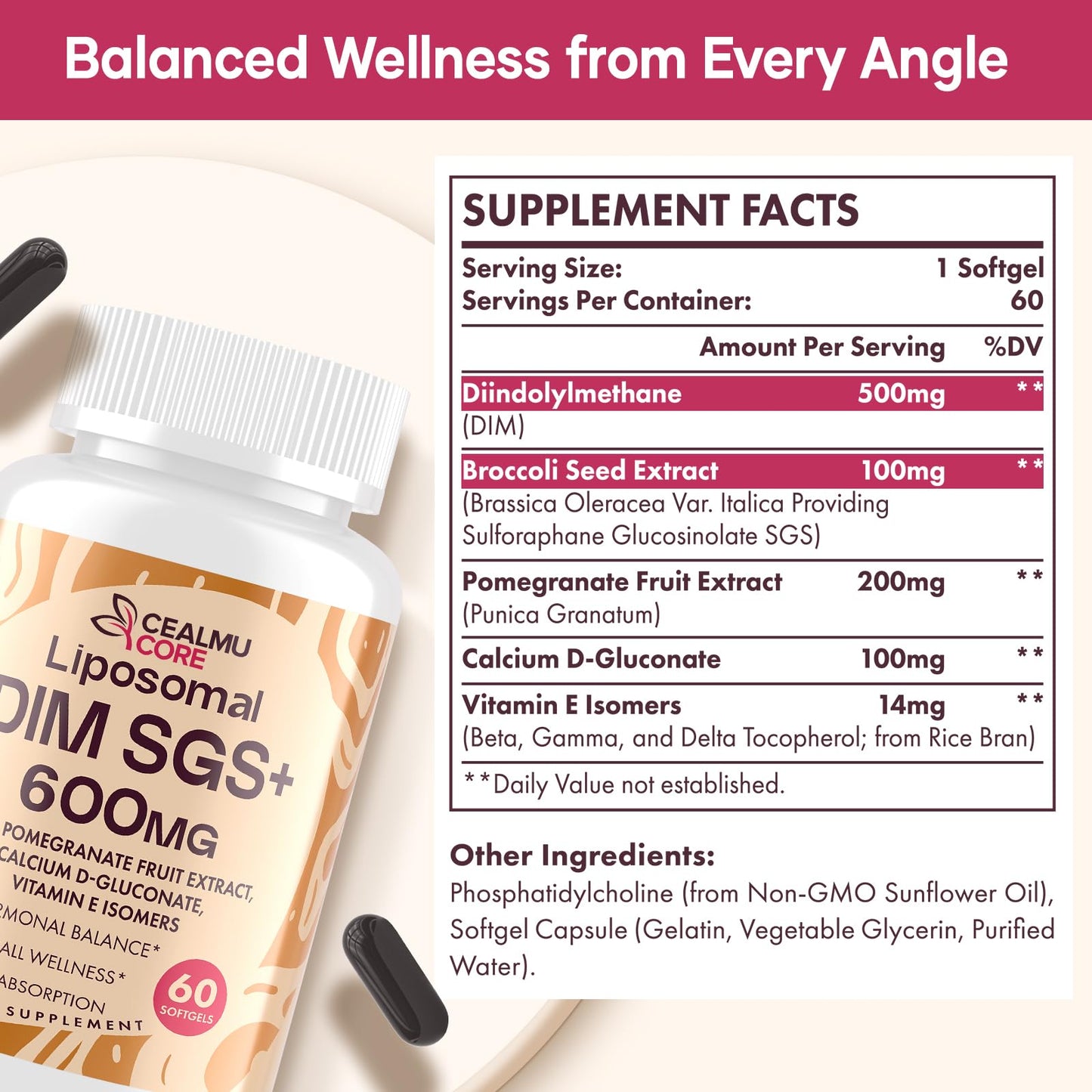 CEALMU CORE Liposomal DIM SGS Supplement 60 Capsules
