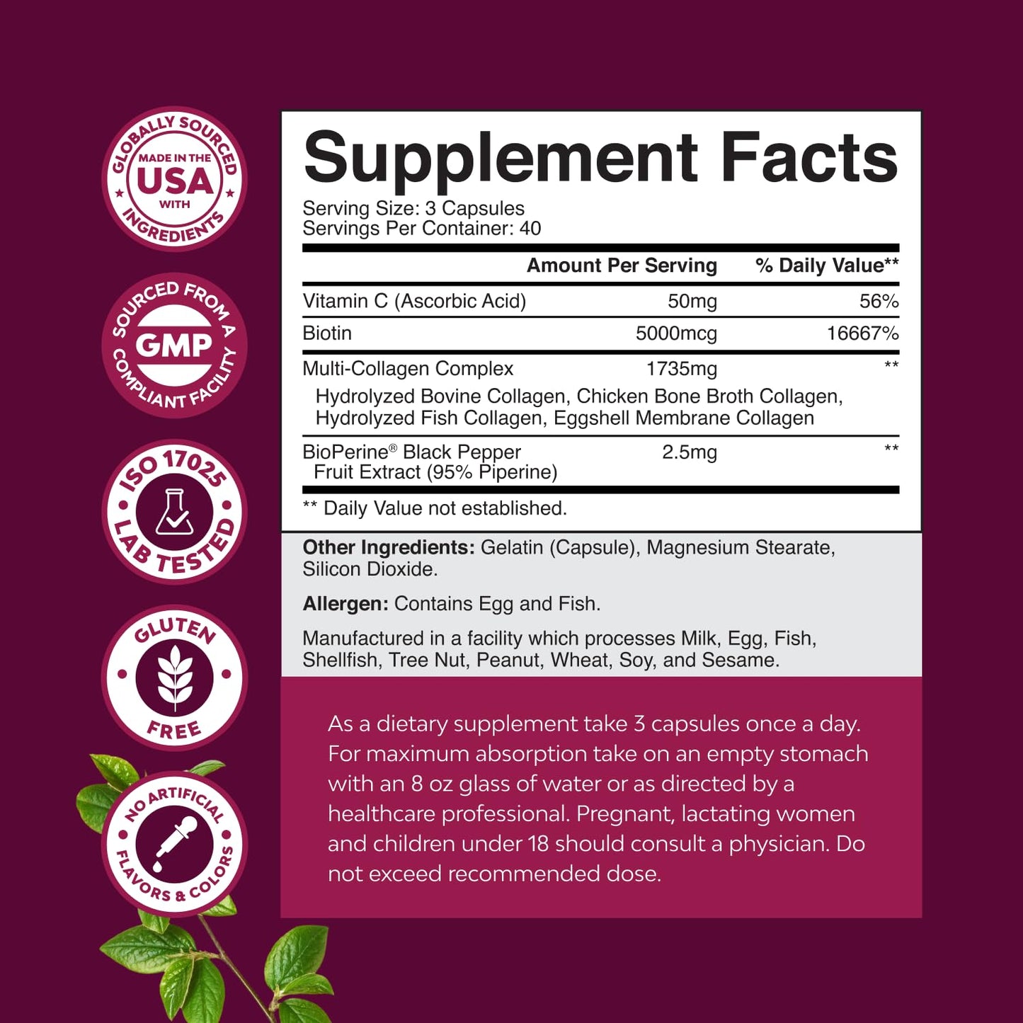 Natures Craft Advanced Multi Collagen Peptides Capsules, 120 Capsules