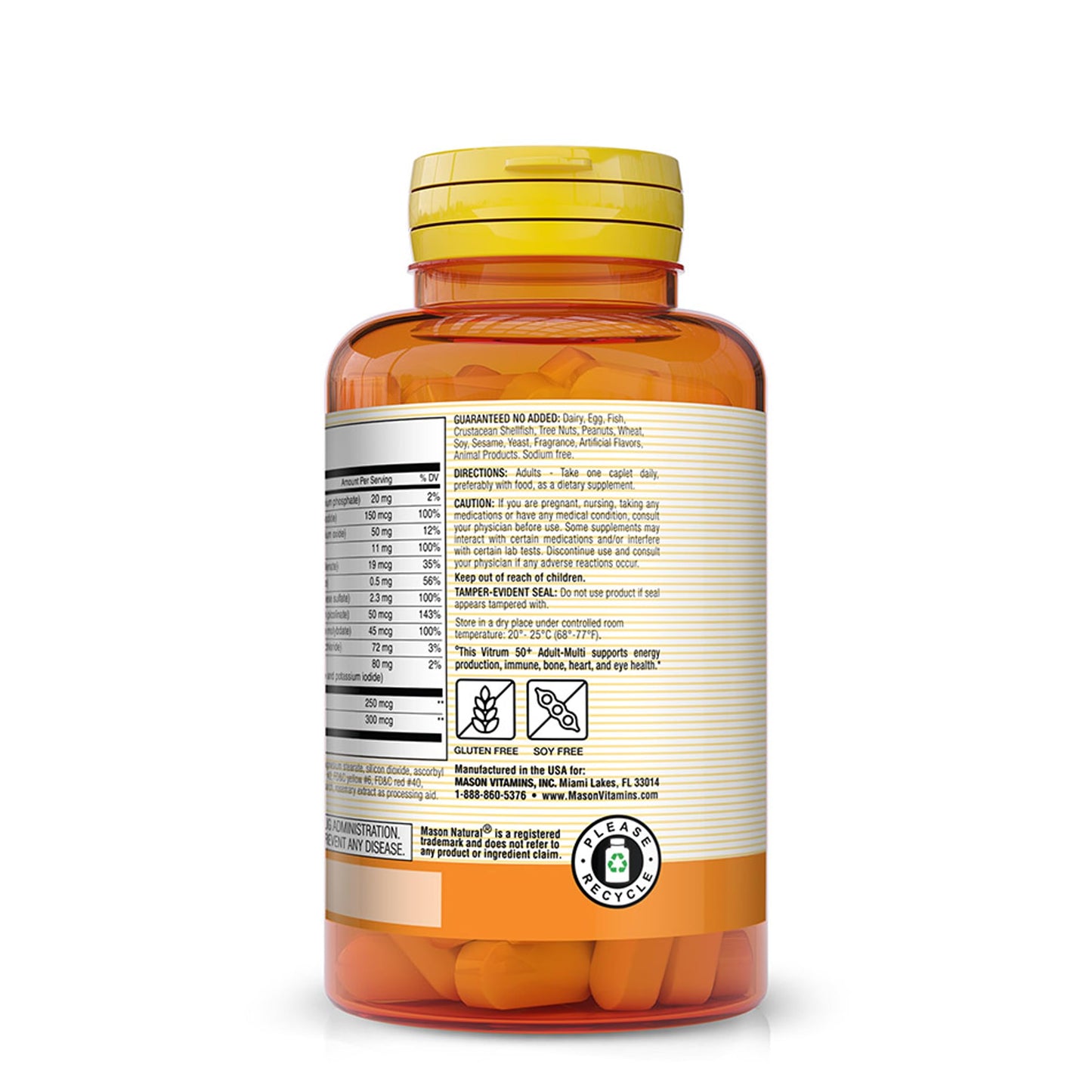 Mason Natural Vitrum 50+ Adult-Multi Iron Free Caplet, 1 Count