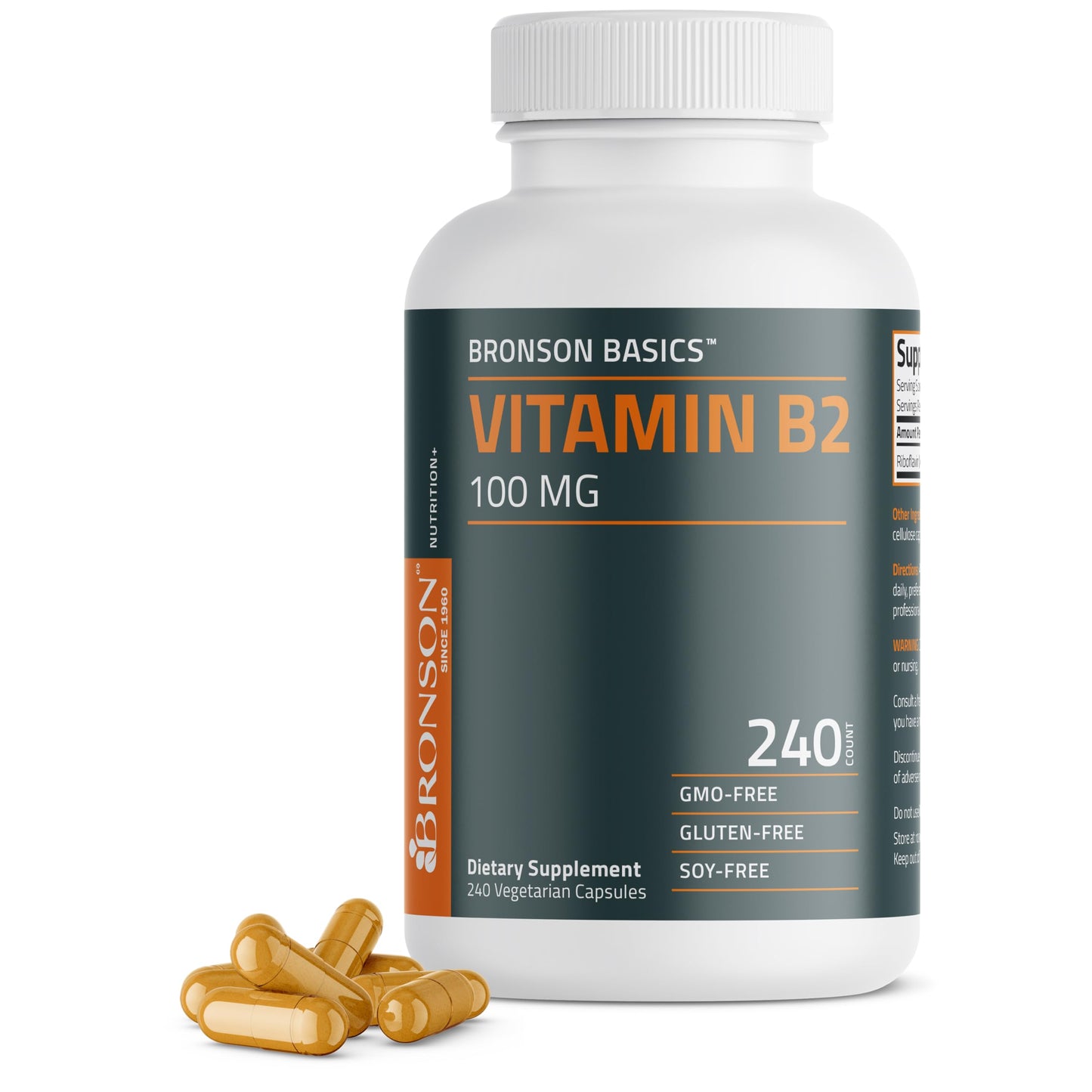 Bronson Vitamin B2 100mg Non-GMO, 240 Capsules