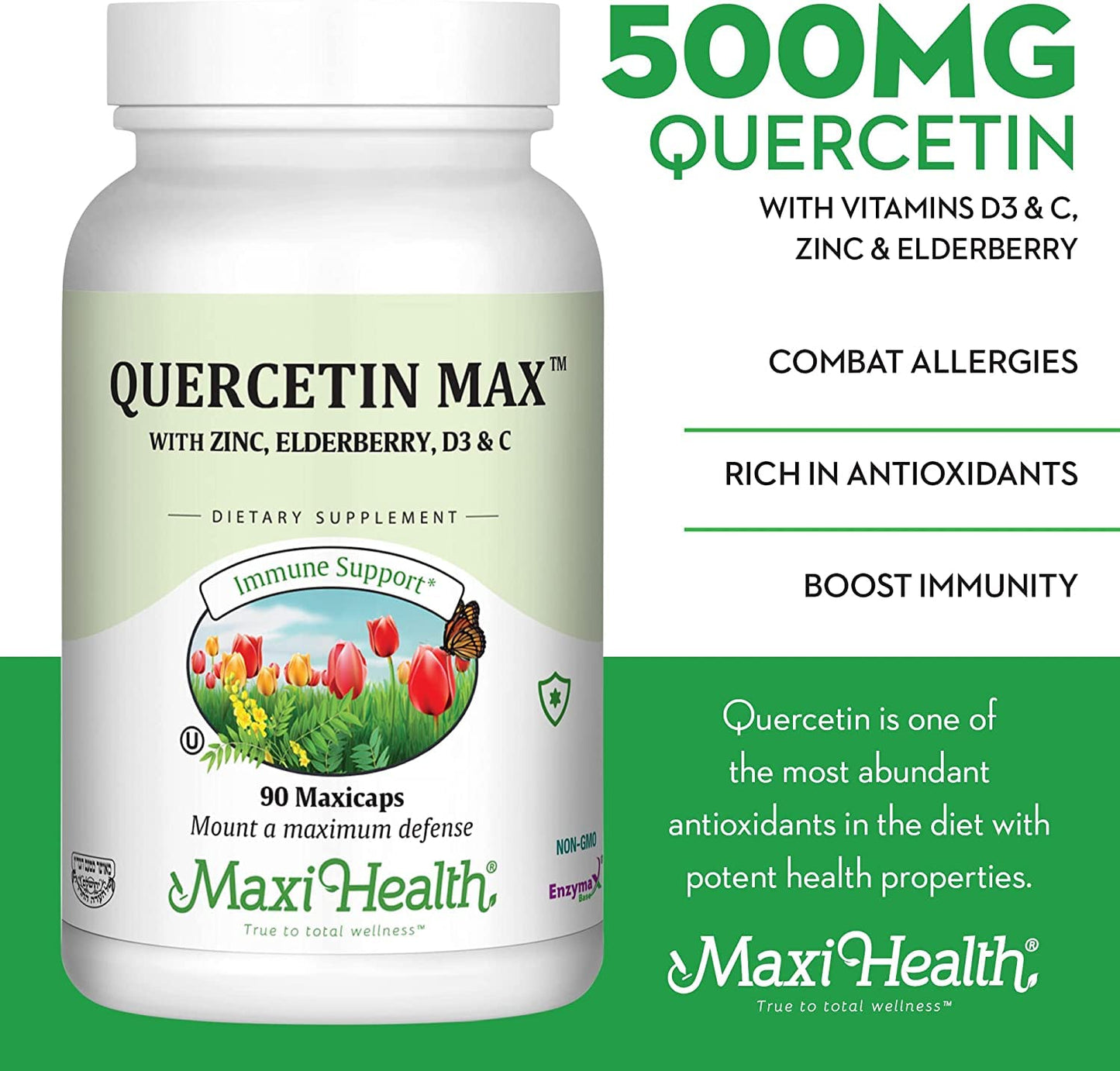 Maxi Health Quercetin 500mg Capsules, 180 Count