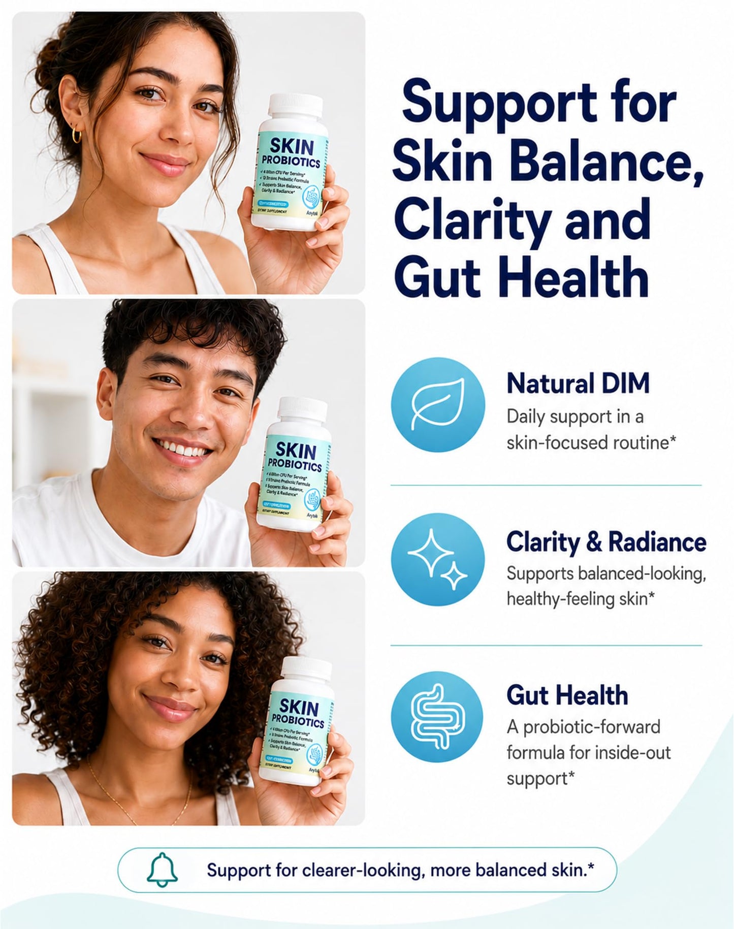 ANYTALK Skin Probiotic Supplement for Women & Men Capsule, 60 Count