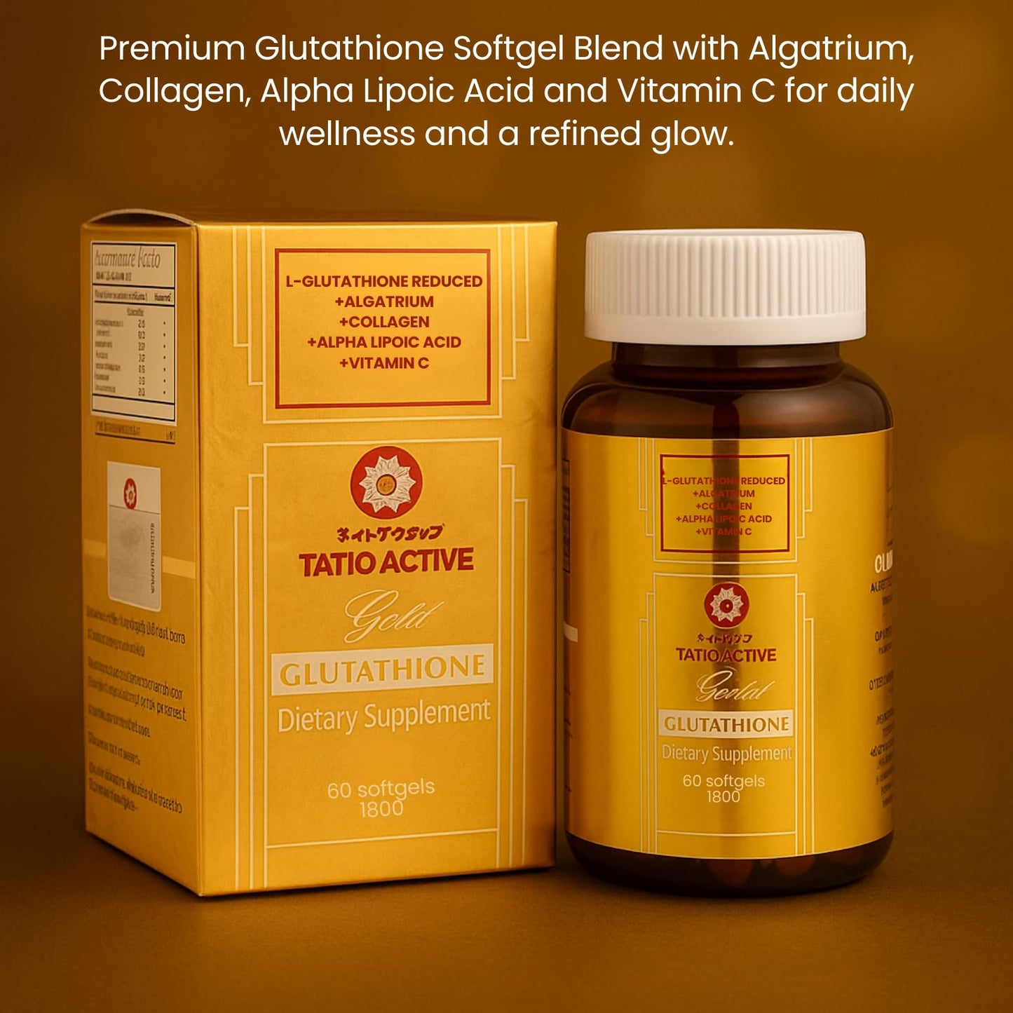 Tatiomax Gold Glutathione 1800mg with Collagen, Stem Cell, ALA & Vitamin C Capsule, 1 Count