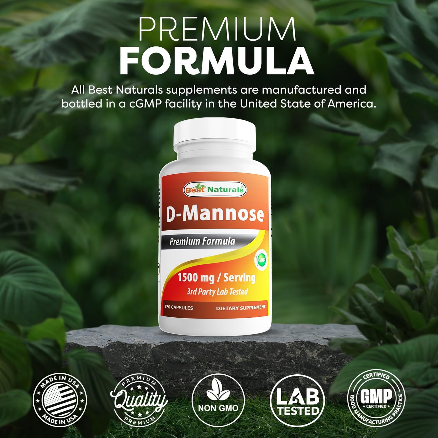 Best Naturals D-Mannose 1500 mg Capsules, 360 Count