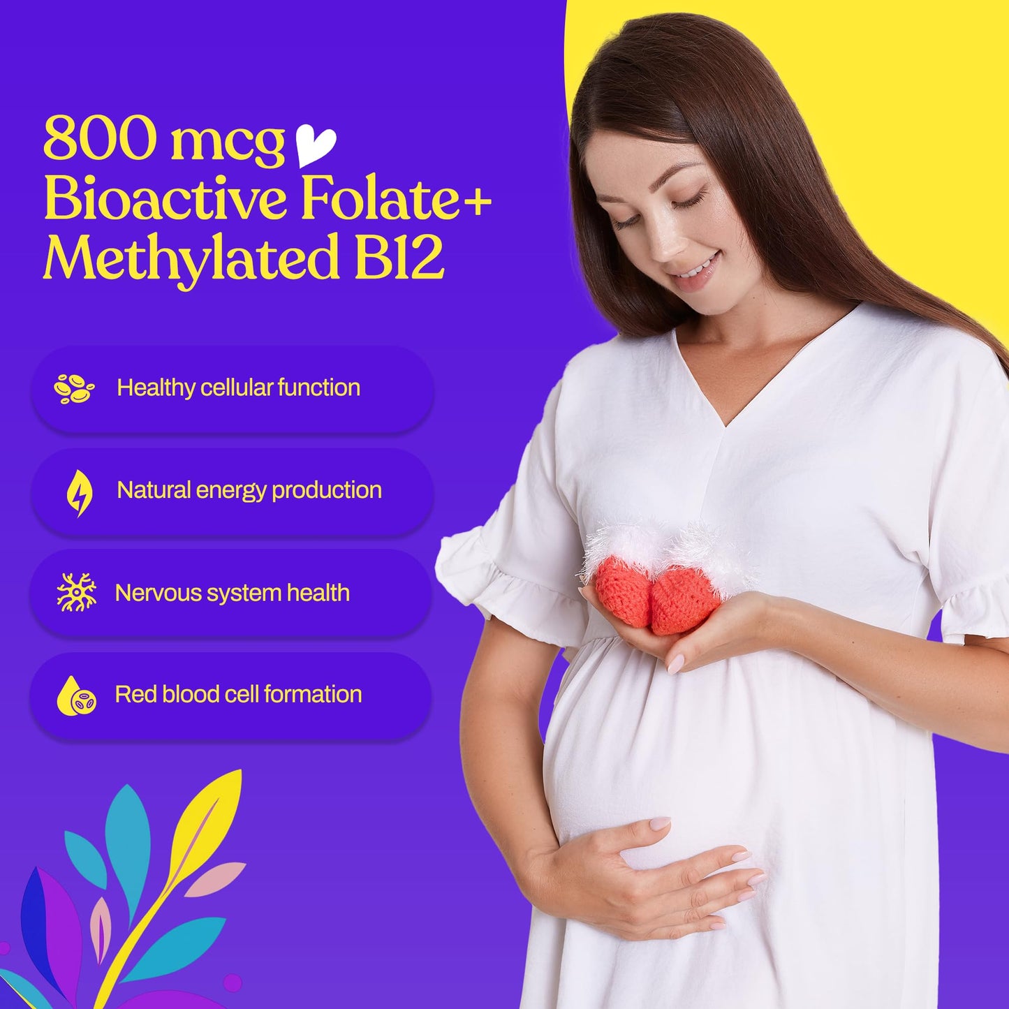 Mama's Select Methylfolate + B12 for Pregnancy & Breastfeeding – 5-MTHF Folate + Methylcobalamin – Supports Baby’s Brain Development & Healthy Folate Levels – MTHFR Friendly – Vegan 30 Capsules