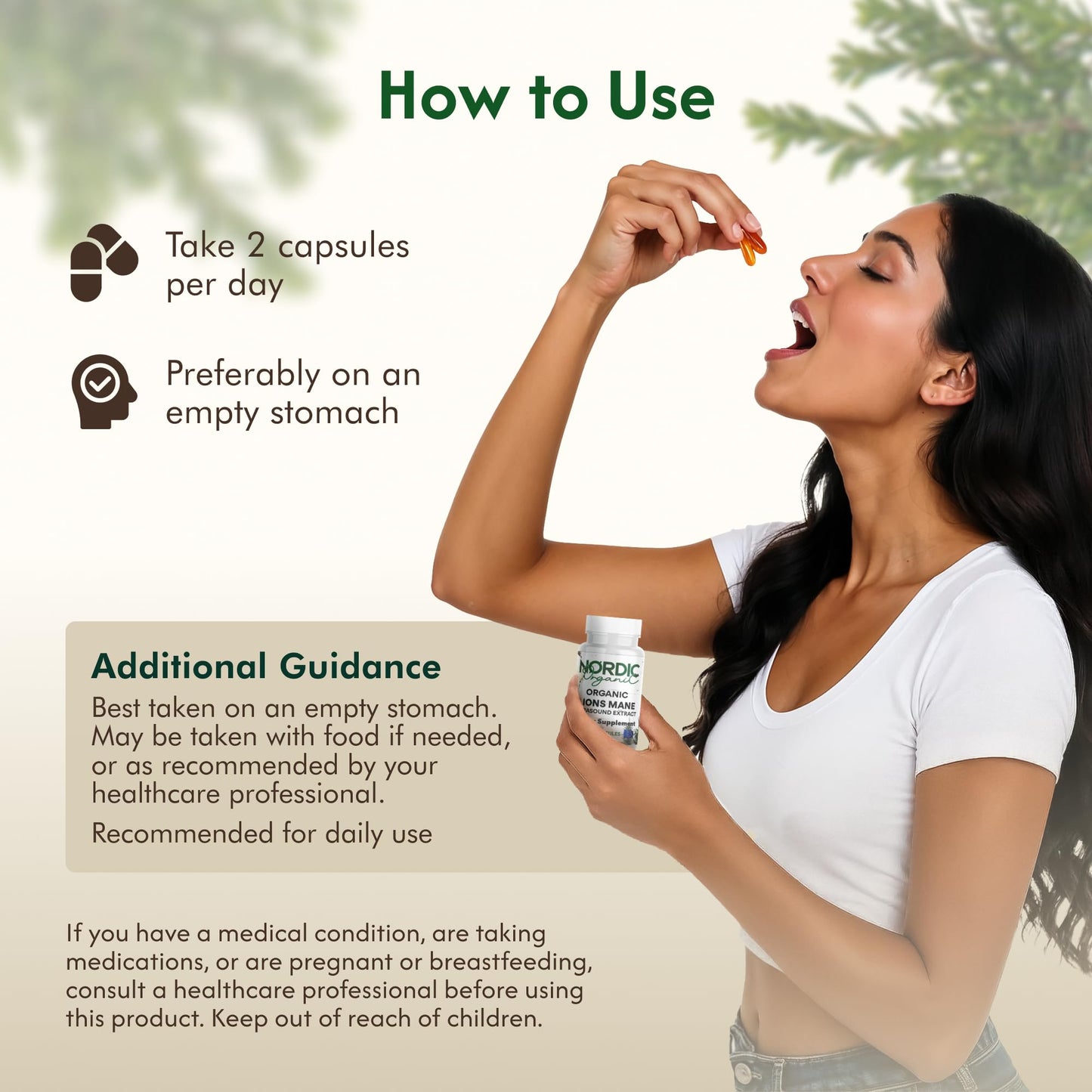Nordic Organic Lion’s Mane Ultrasound Extract Capsules 120 Capsules