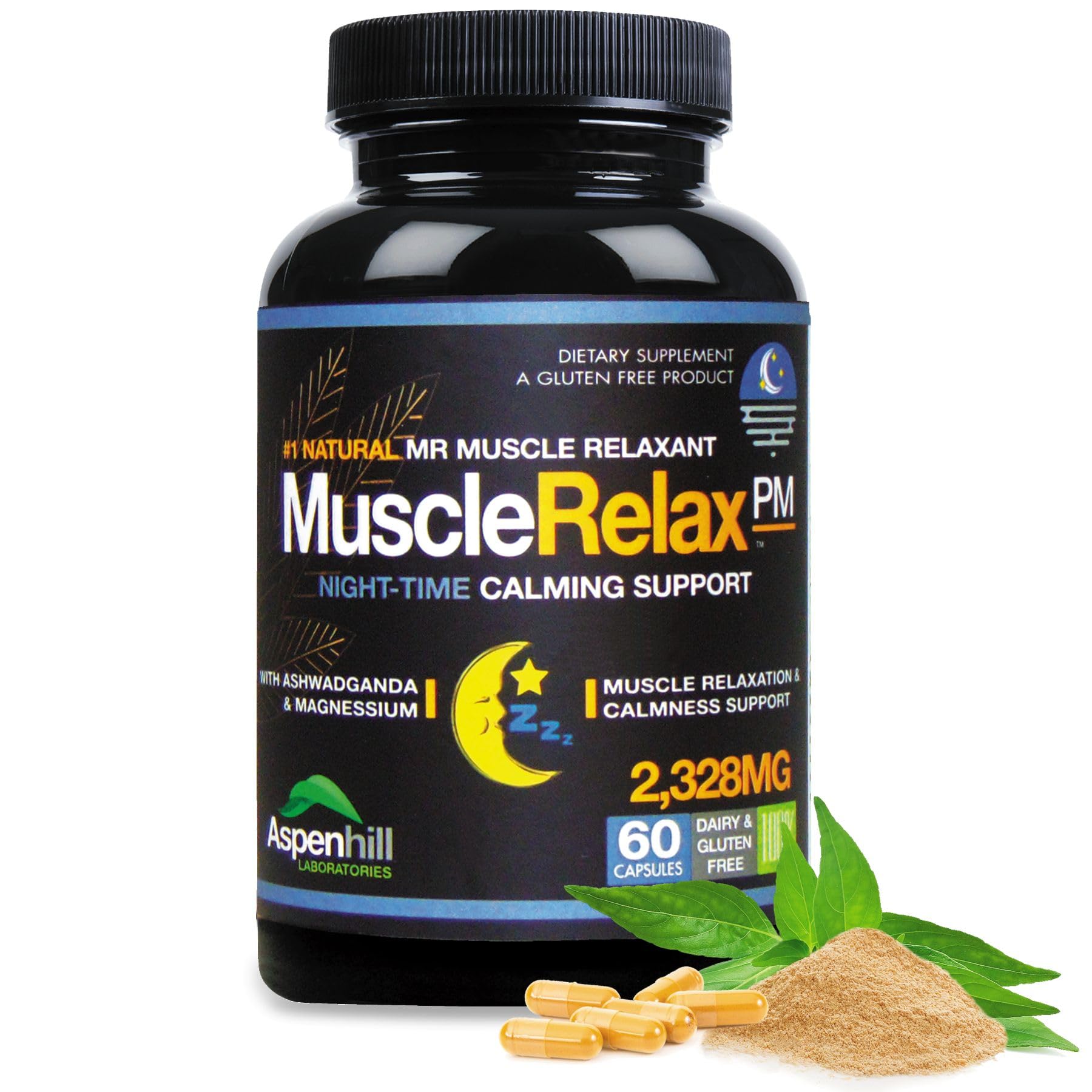 Aspenhill Laboratories Muscle Relax PM Relaxation - Calmness - Night Time Capsule, 60 Count