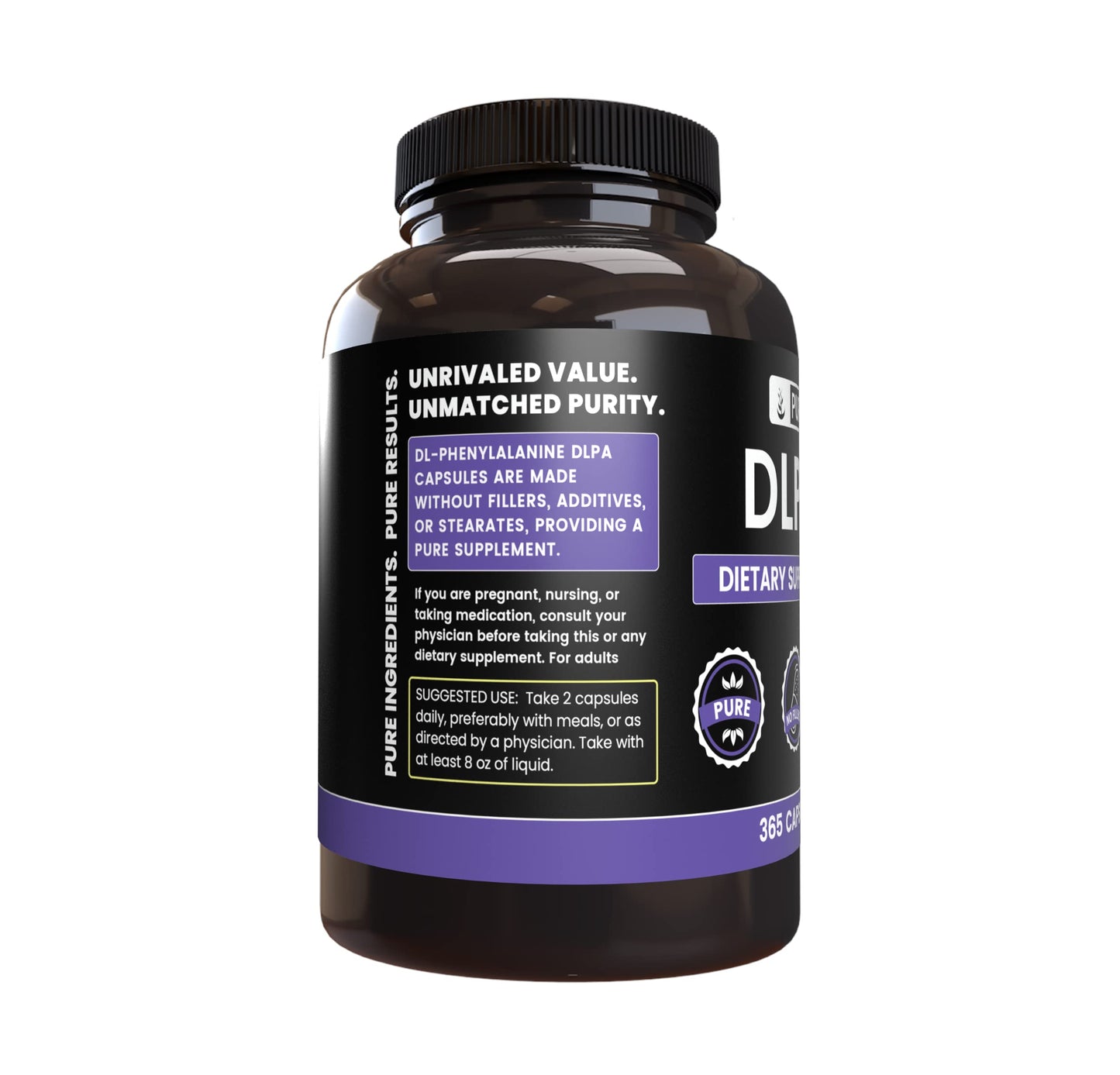 PURE ORIGINAL INGREDIENTS DL-Phenylalanine DLPA Capsules 365