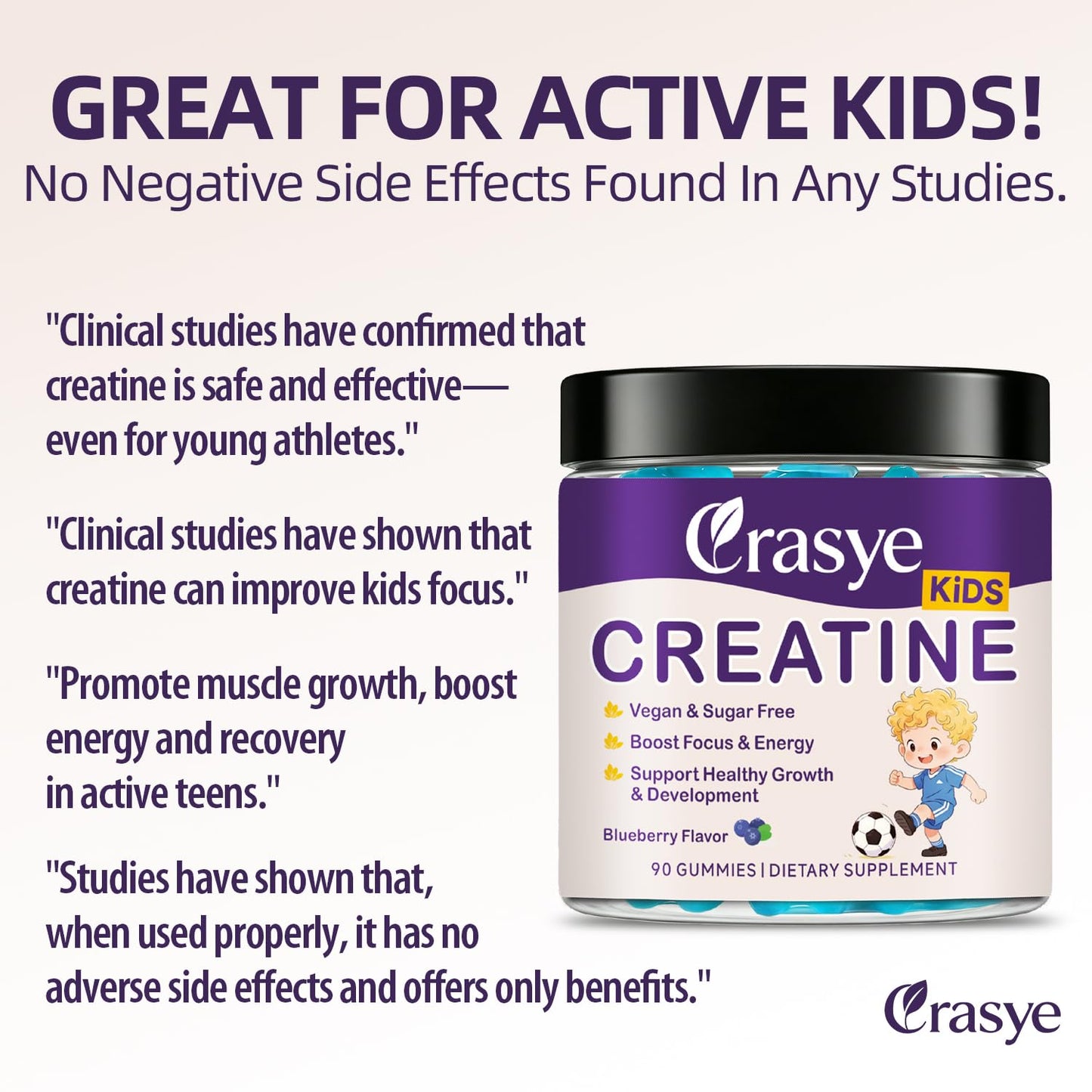 Crasye Creatine Gummies with Vitamin B12, 90 Count