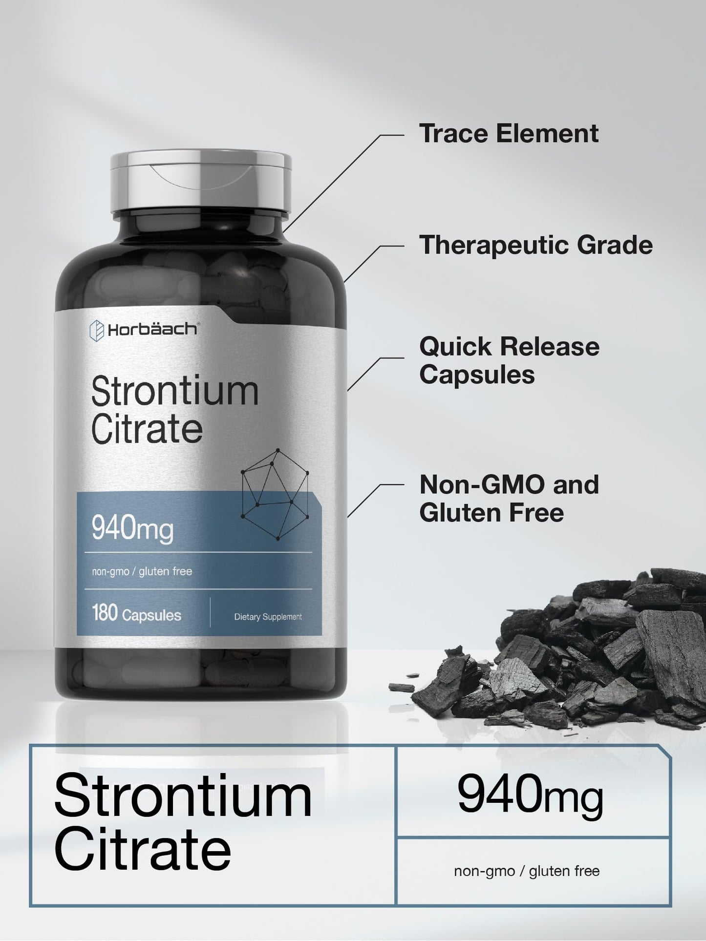 Horbäach Strontium Citrate 940 mg Capsule, 180 Capsules