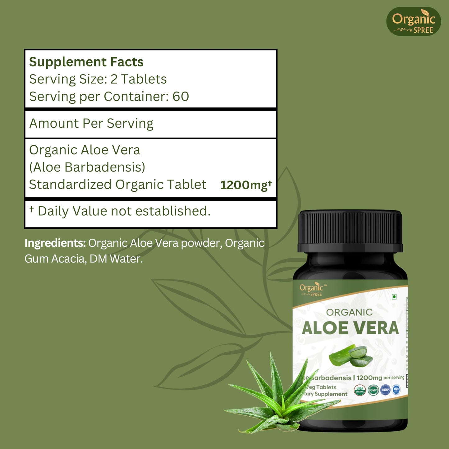 ORGANIC SPREE Aloe Vera Tablets, 240 Tablets