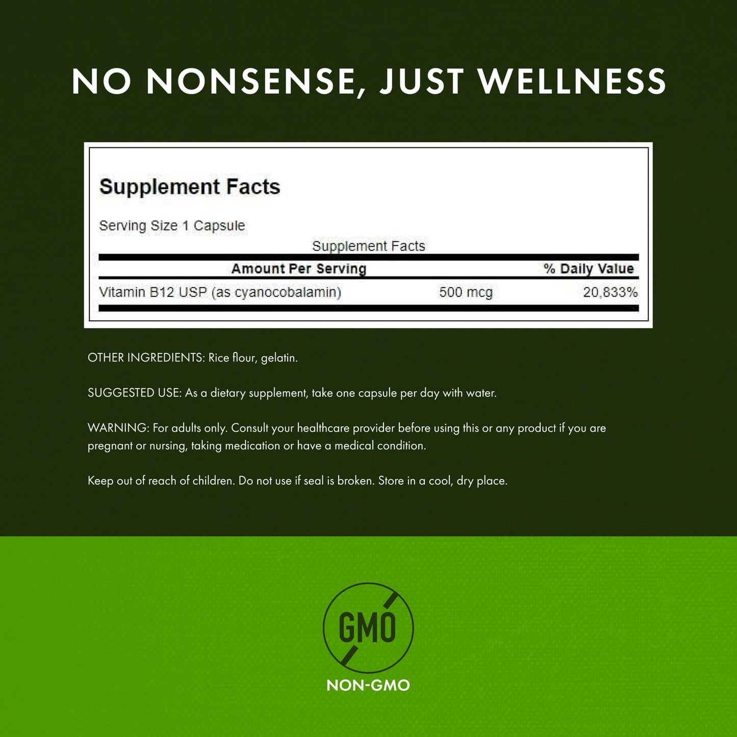 Swanson B12 Cyanocobalamin Capsules 500