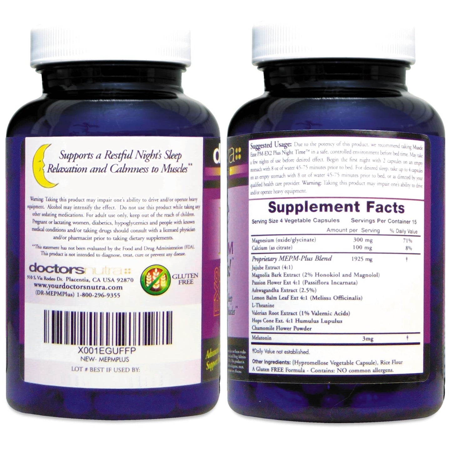 Doctors Nutra Nutraceuticals Natural Night-Time Muscle Ezze PM Plus 2,900mg Capsules, 60 Count