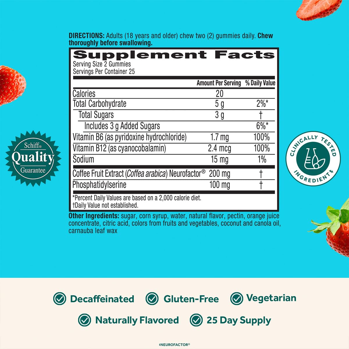 NEURIVA Plus Decaff Nootropic Brain Supplement Gummies 150 Count