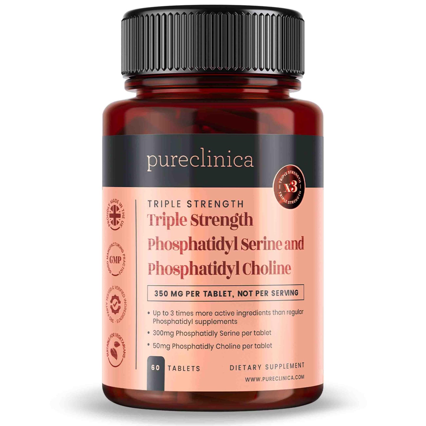 pureclinica Triple Strength Phosphatydyl Serine and Phosphatidyl Choline 60 Tablets