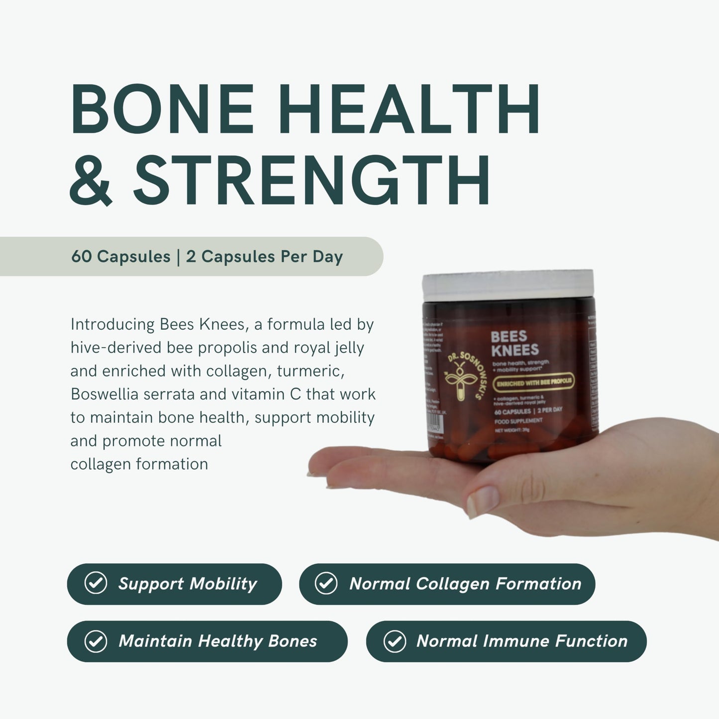 Dr Sosnowski's Bees Knees Bone Health Vegetable Capsules, 60 Count