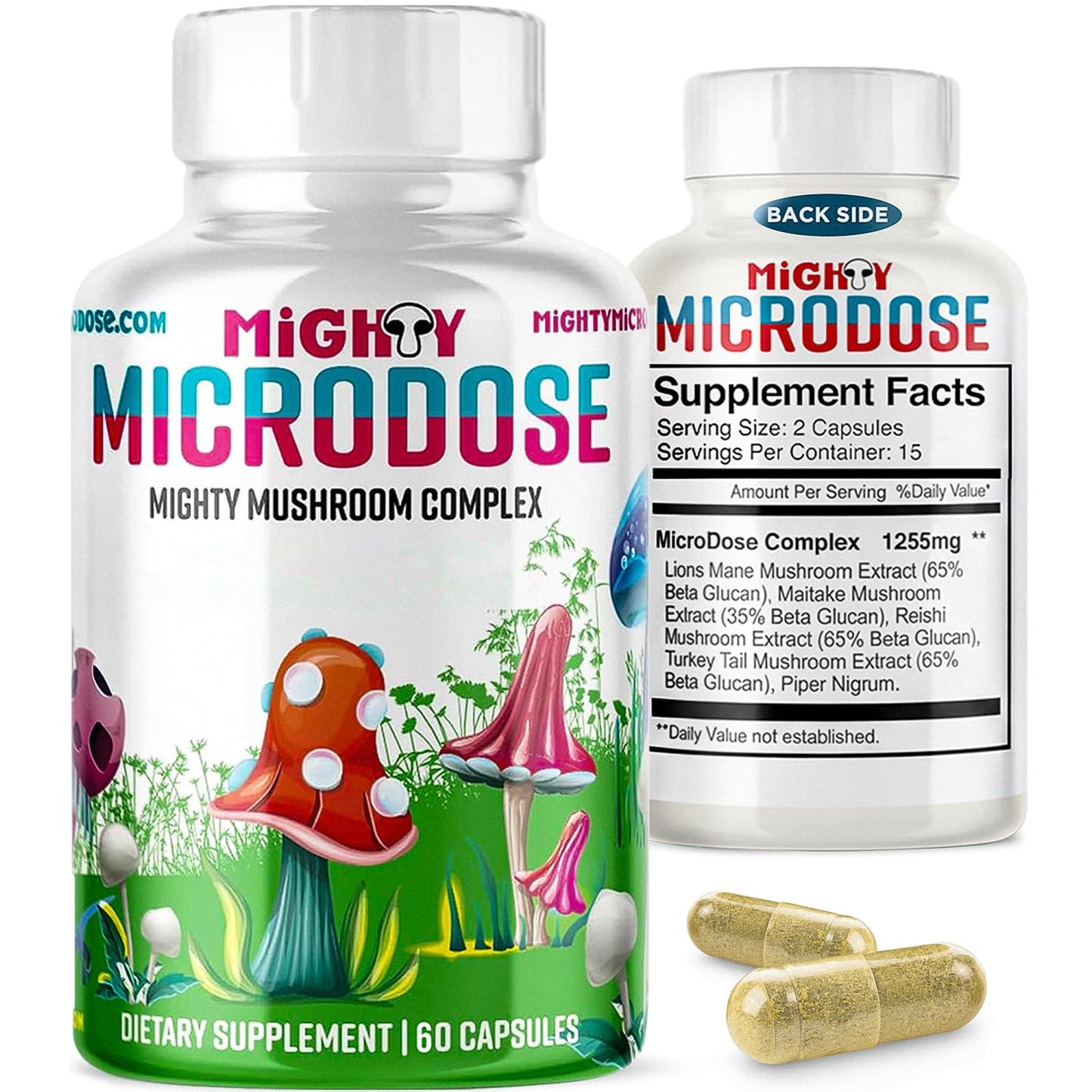 Mighty Microdose 5-Mushroom Nootropic Supplement Blend, 60 Capsules