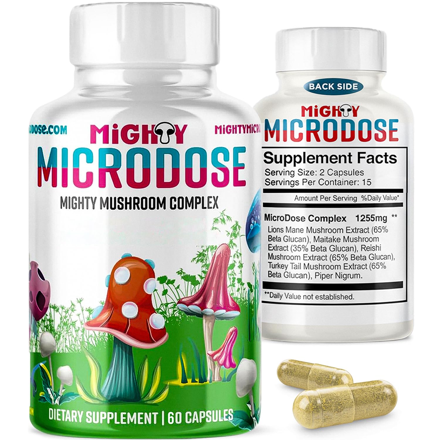 Mighty Microdose 5-Mushroom Nootropic Supplement Blend, 60 Capsules