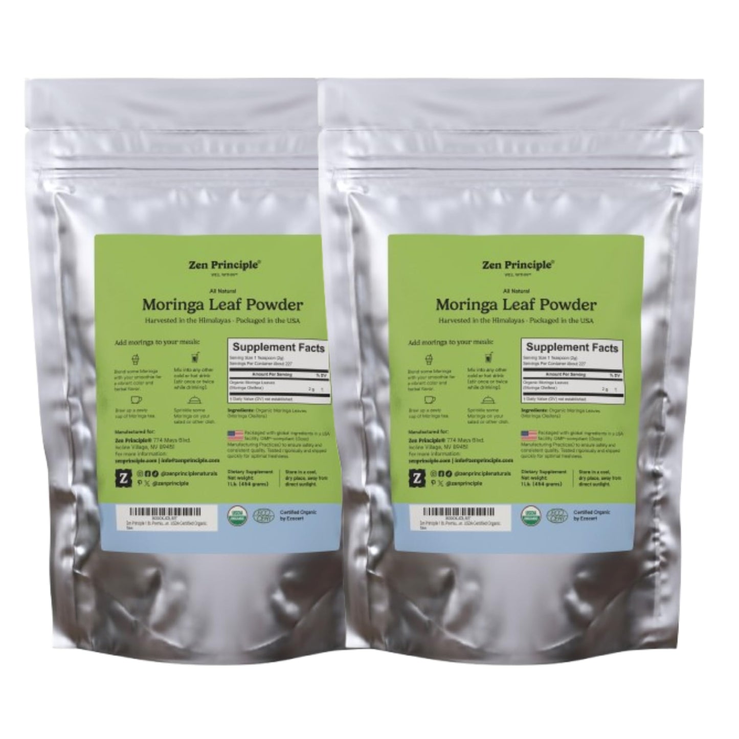 Zen Principle Moringa Oleifera Leaf Powder, Organic, 32 oz