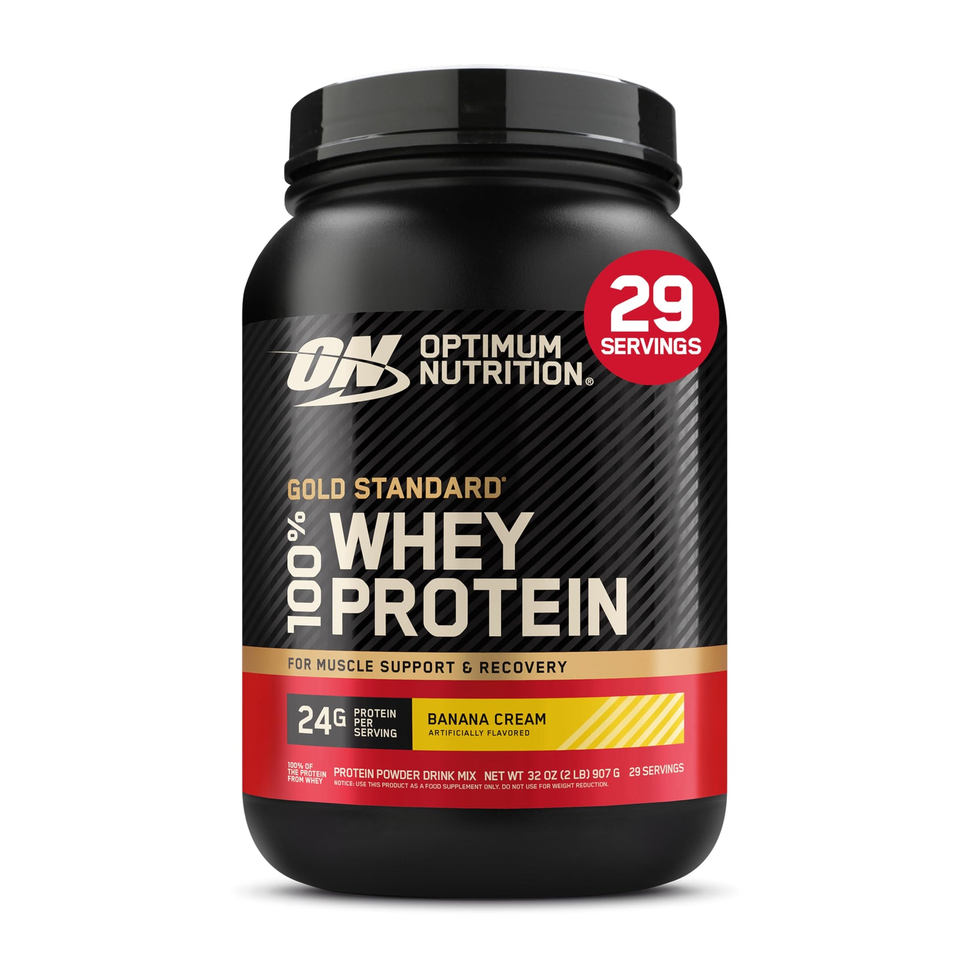 Optimum Nutrition Gold Standard 100% Whey Protein Powder Banana Cream, 32 Servings