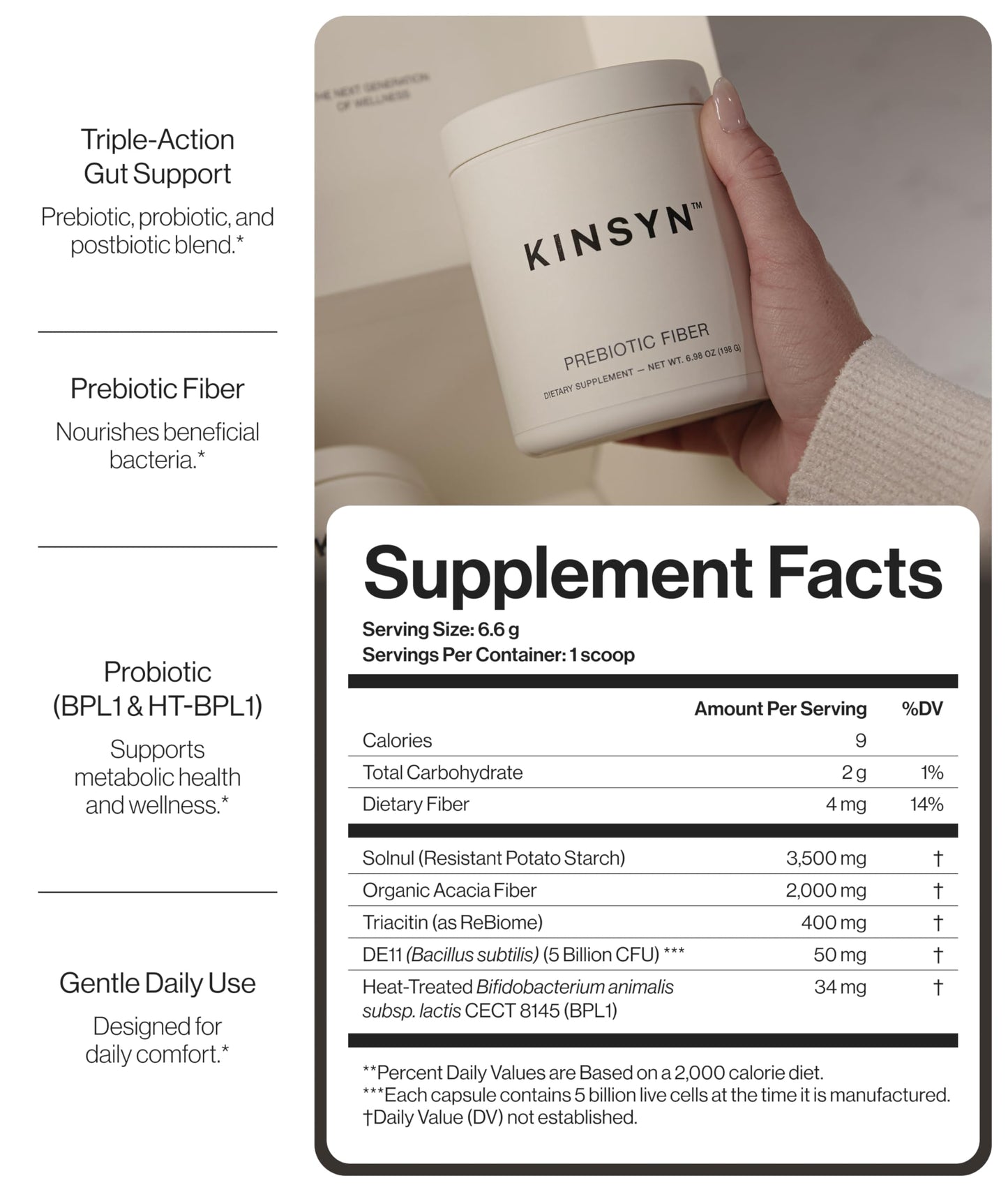 Kinsyn Prebiotic Fiber Powder 6.98 Ounce