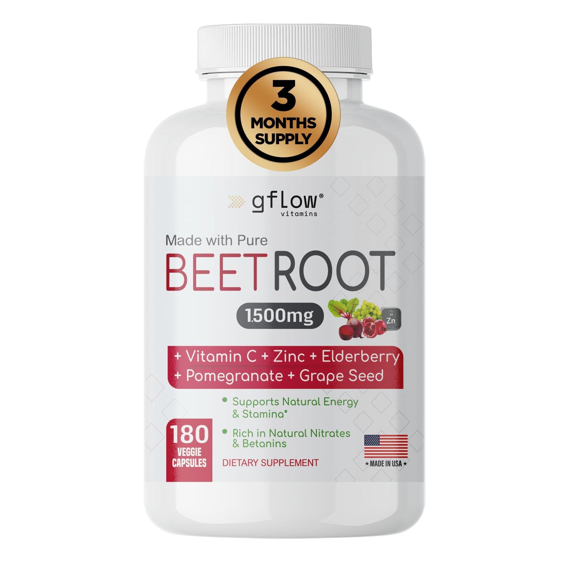gflow vitamins Beet Root Capsules 180 Capsules