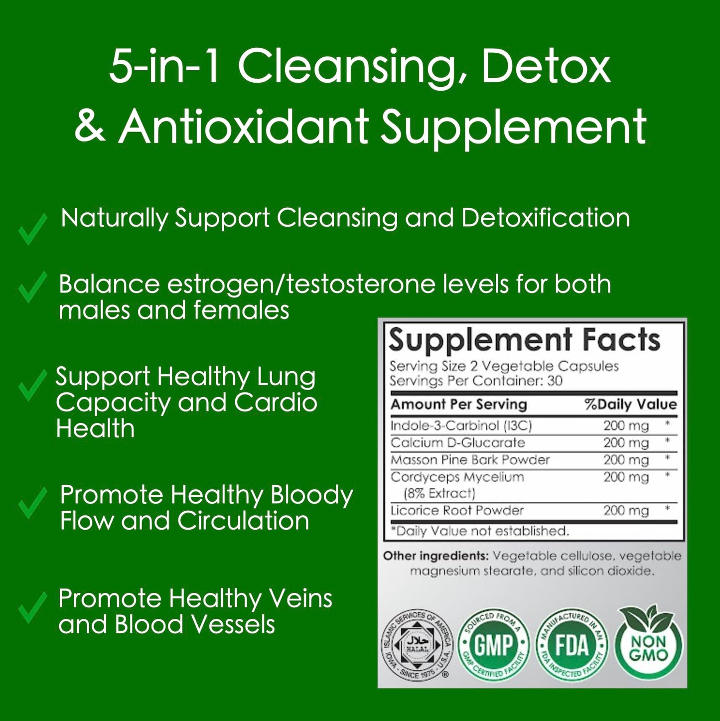 Anathapindika Health Super System Booster 5-in-1 Cleansing, Detox, Anti-Aging and Antioxidants, Indole-3-Carbinol, Calcium-D-Glucarate, Cordyceps, Pine Bark, Licorice 60 Capsules