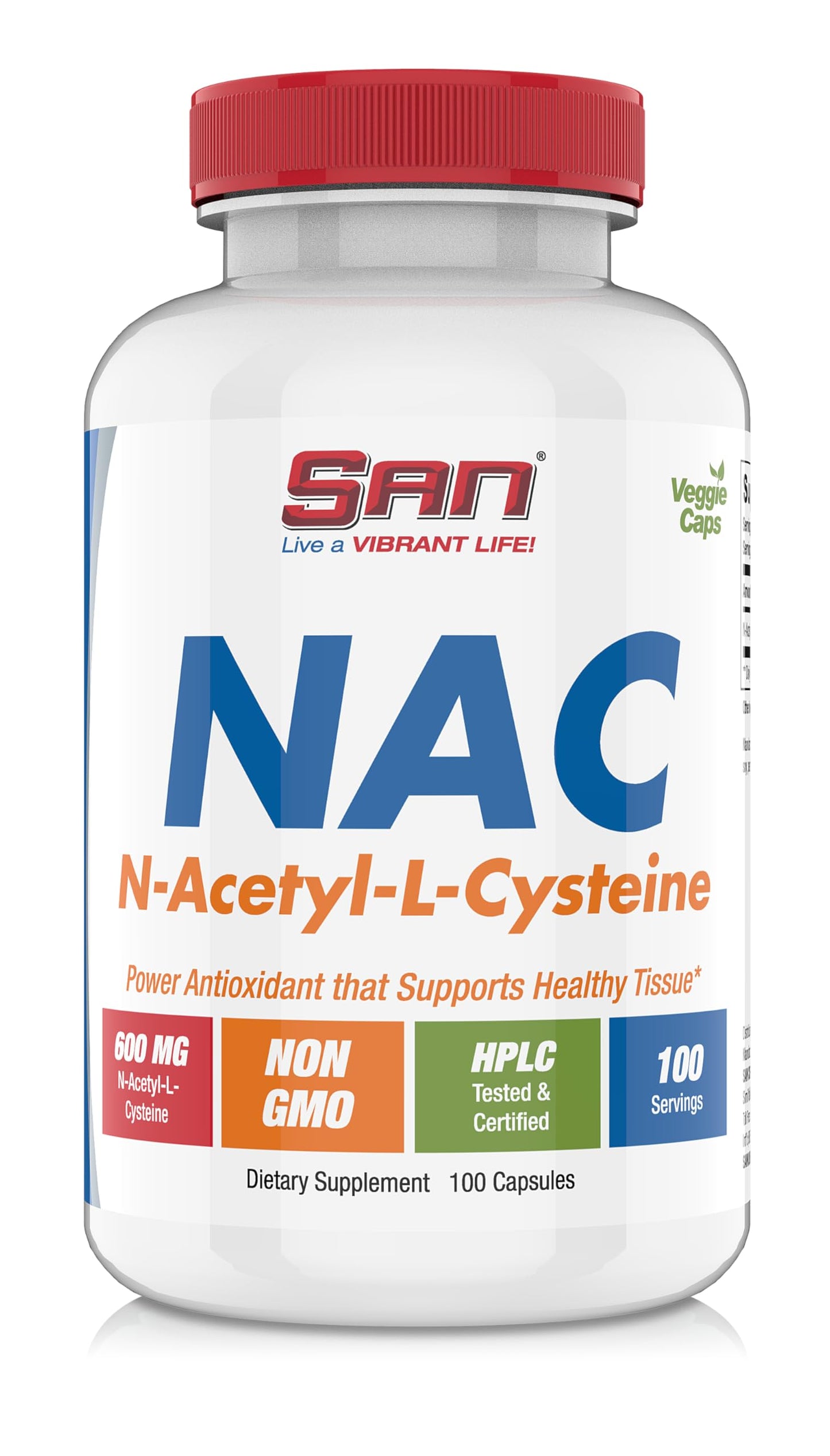 SAN N-Acetyl-L-Cysteine (NAC) 600 mg Capsule, 100 Capsules