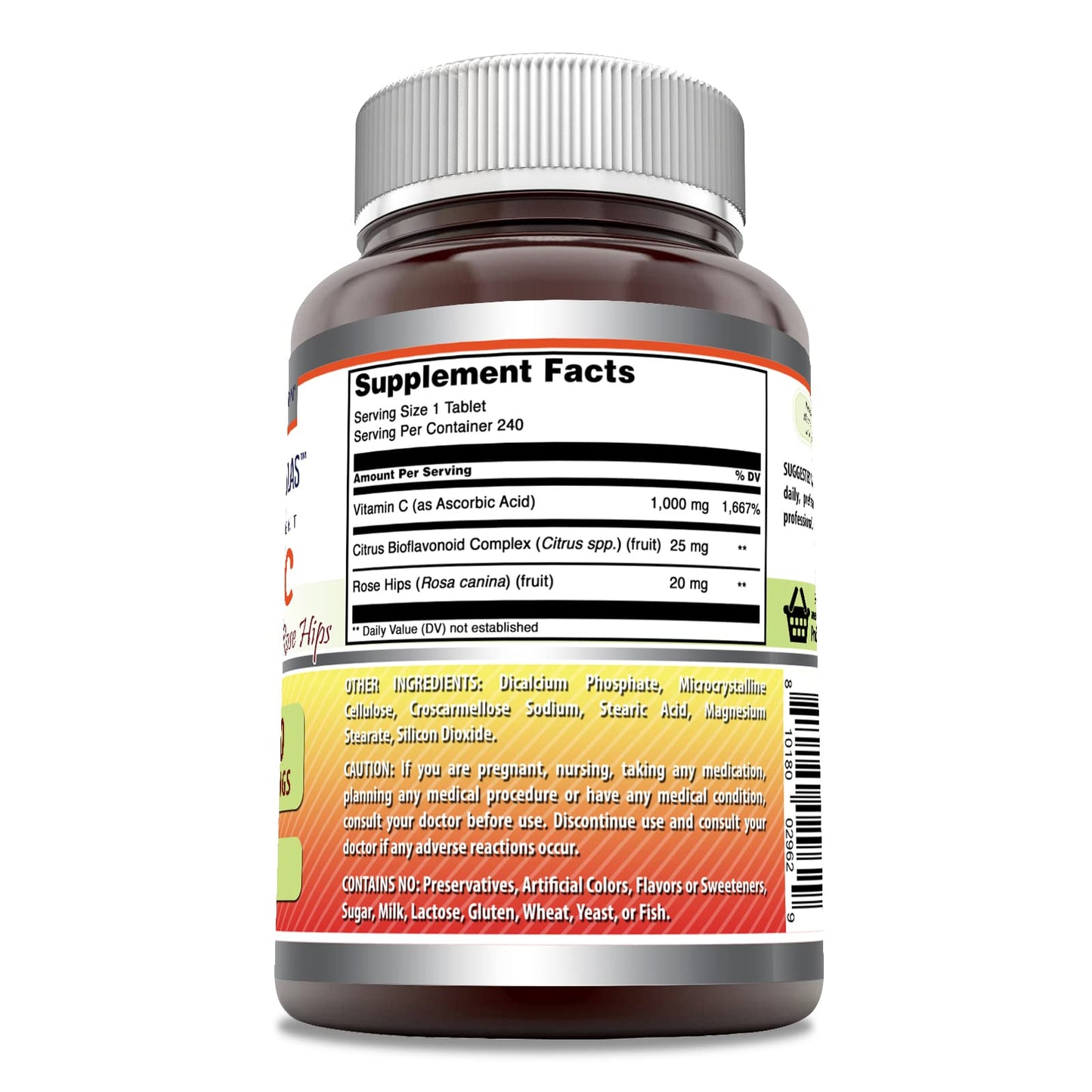 Amazing Nutrition Vitamin C with Rose HIPS and Citrus Bioflavonoids 240 Tablets