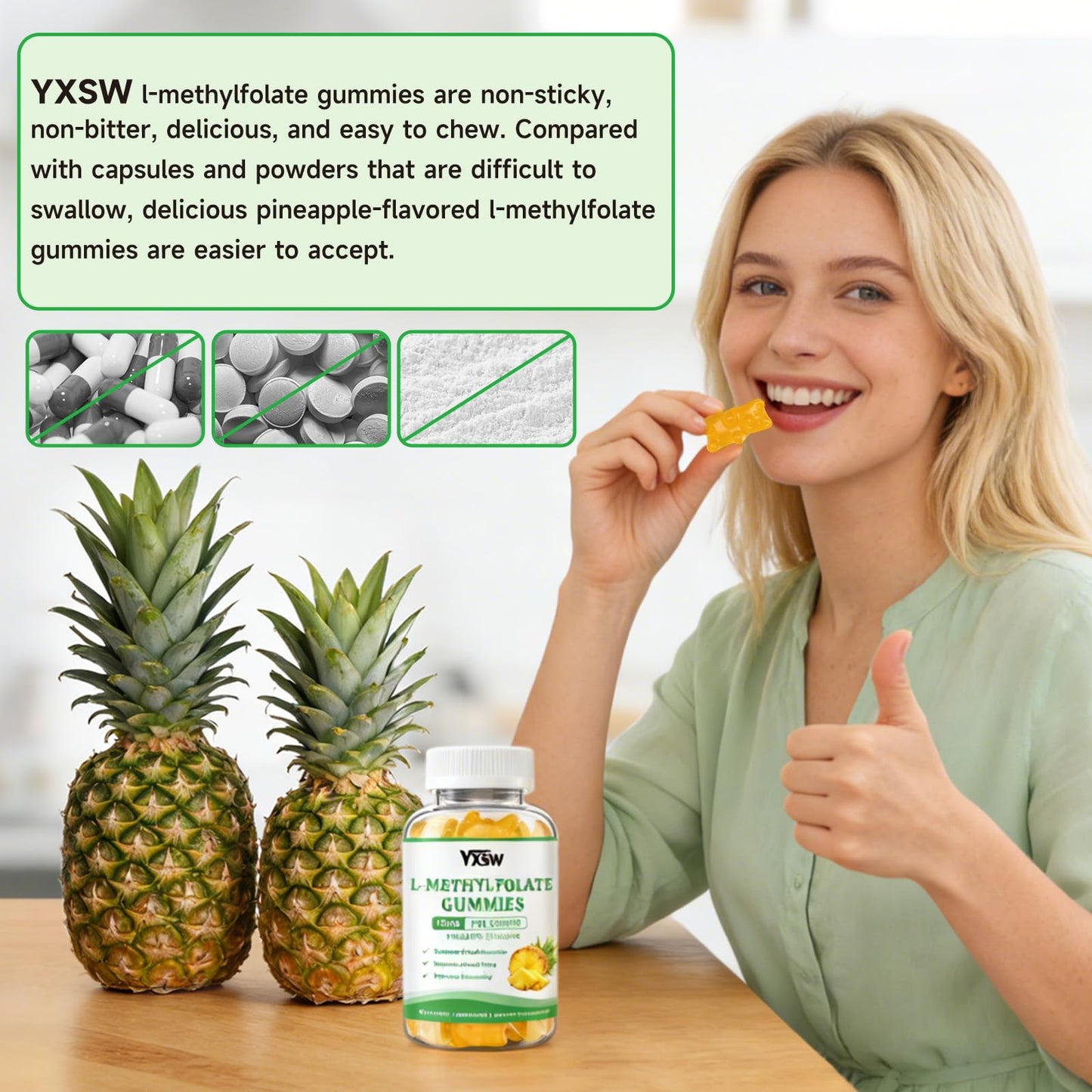 YXSW L-Methylfolate Gummies 15mg, 120 Count