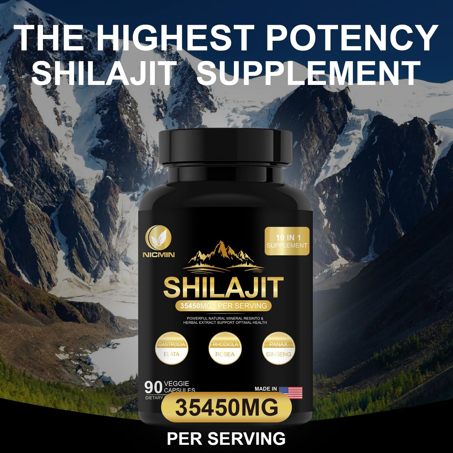 NICMIN Pure Shilajit Supplement Capsules 180 Capsules