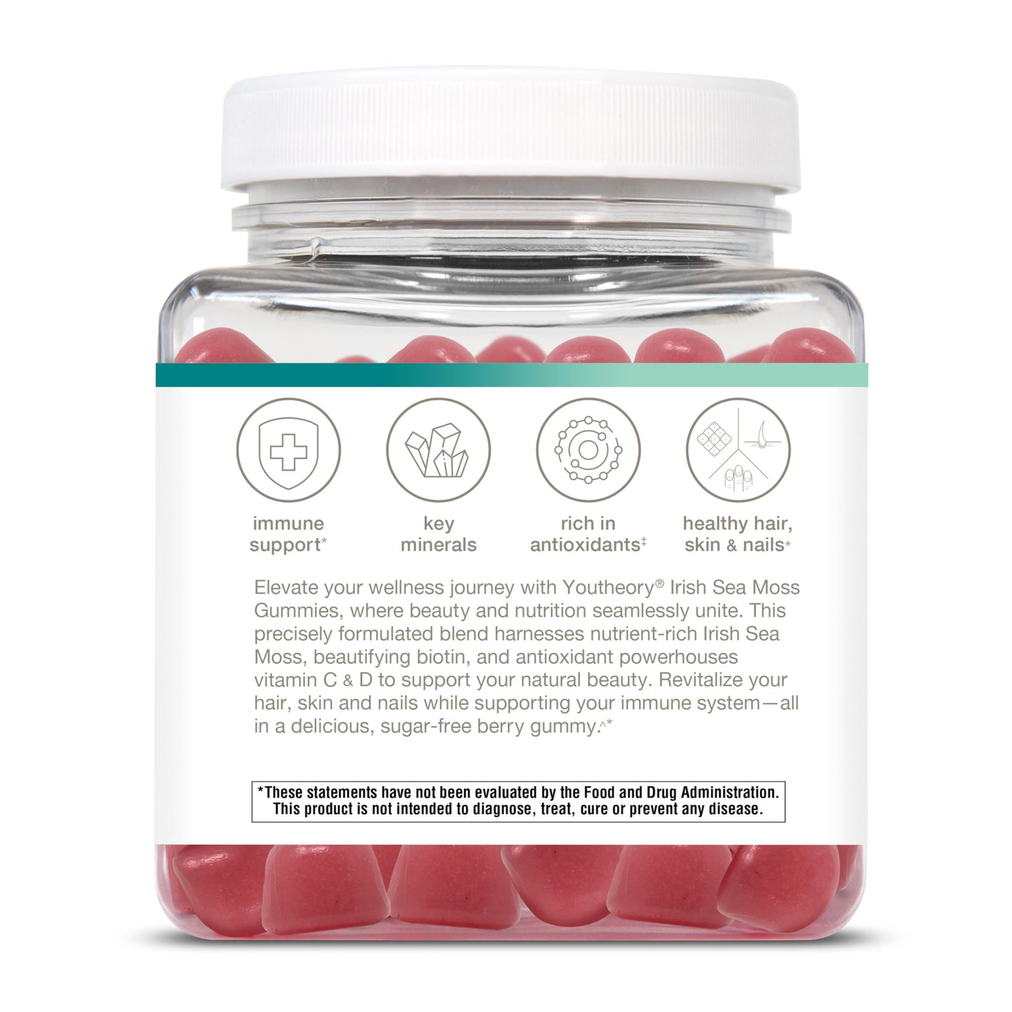 Youtheory Zero Sugar Irish Sea Moss Gummies 60 Count