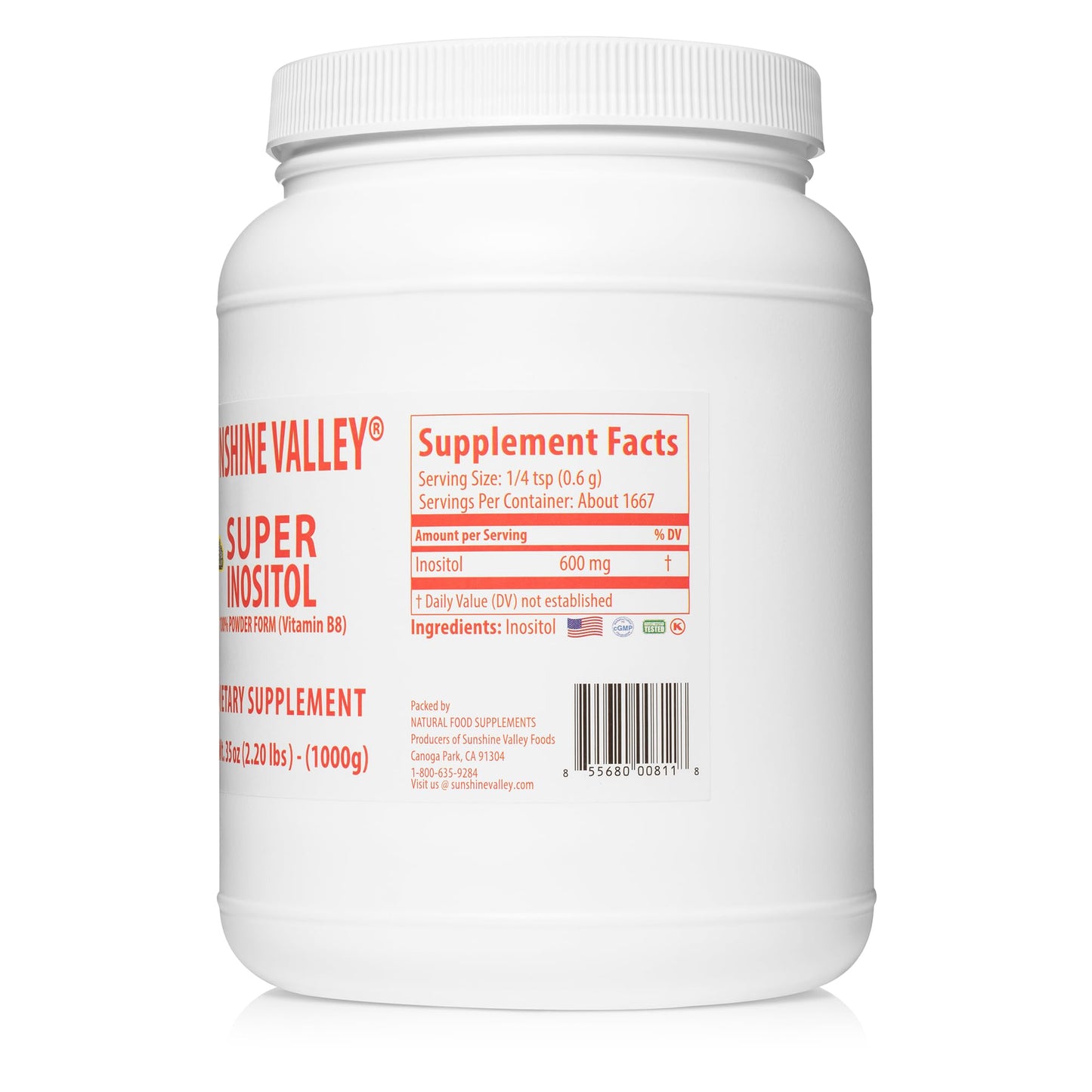 Sunshine Valley Super Inositol Powder, 1 Pack, 35 oz