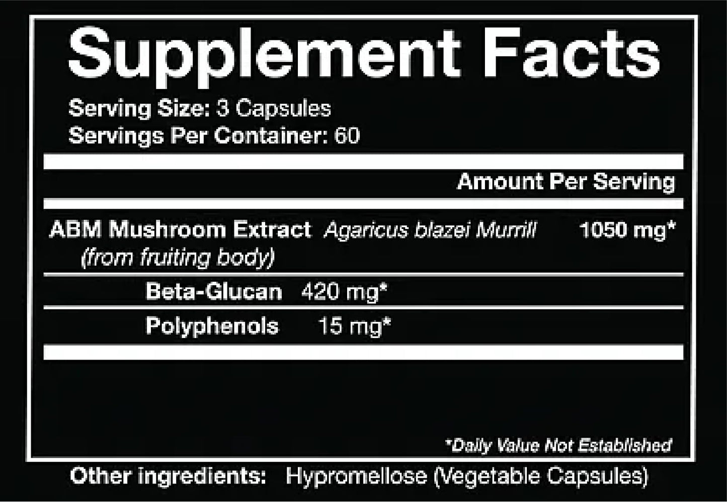 ORIVeDA ABM Agaricus blazei Murrill Extract Capsules 180 Count