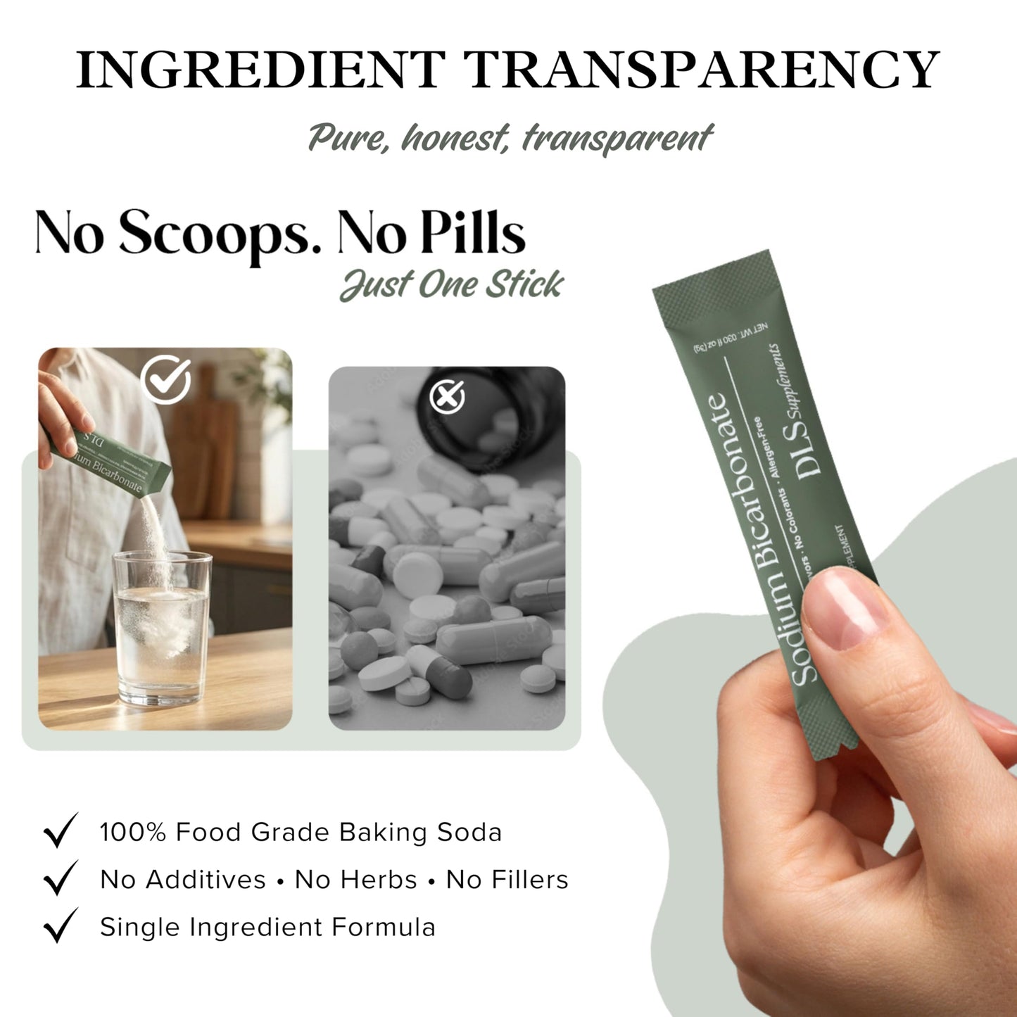 DLS Sodium Bicarbonate Supplement Powder Sticks 1 Pack